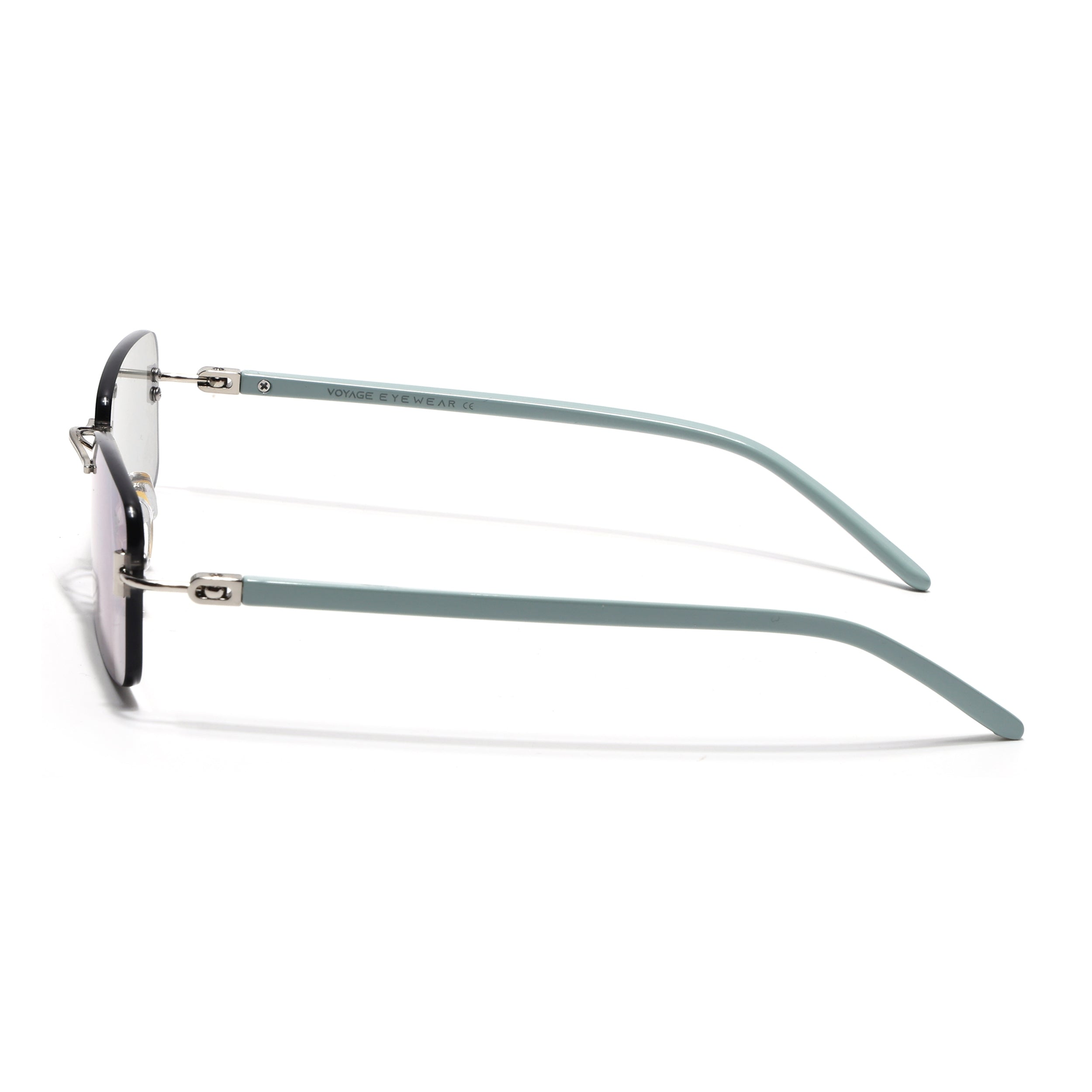 Rimless Sunglasses for Men & Women (Light Black Lens | Silver Frame - MG7380)