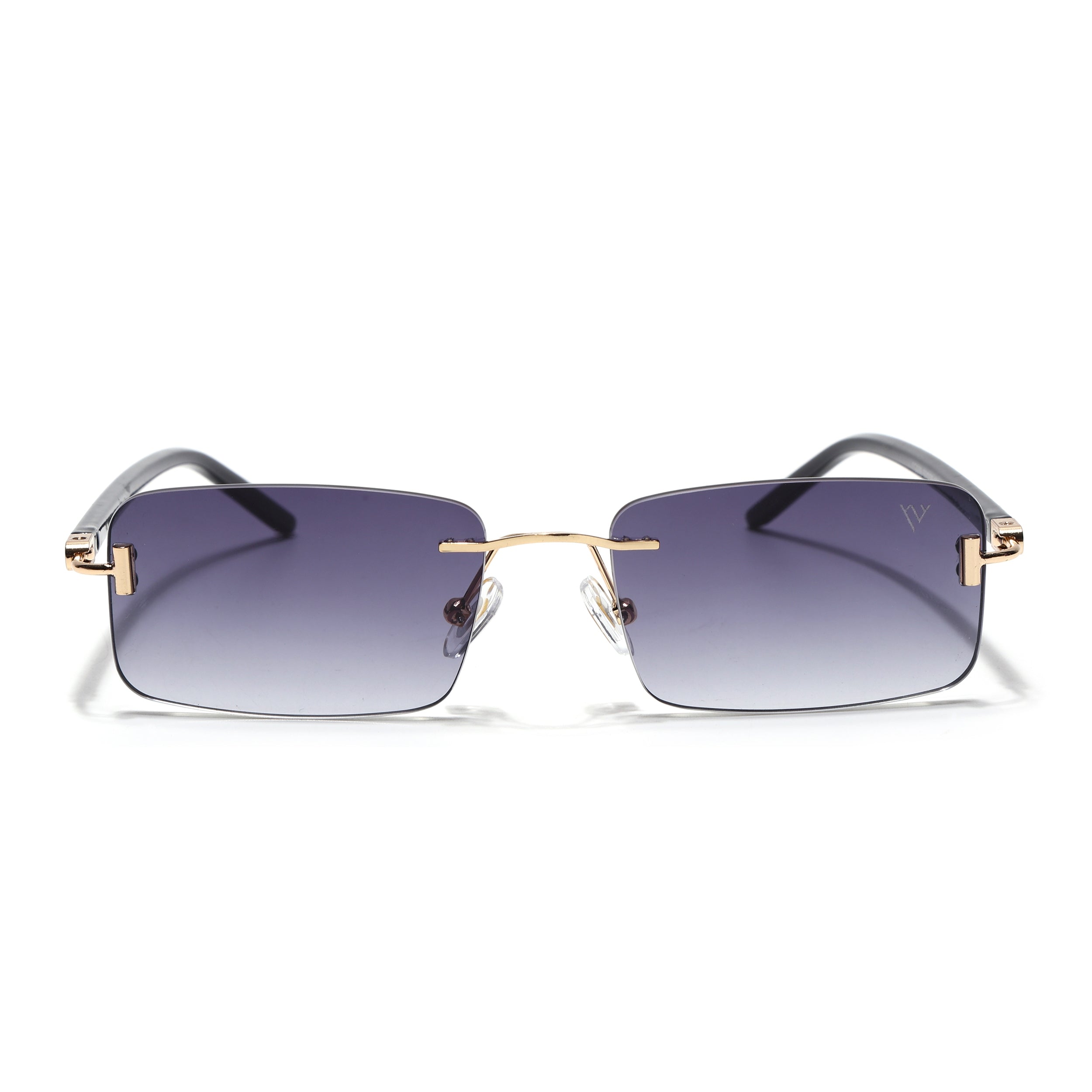 Rimless Sunglasses for Men & Women (Grey & Clear Lens | Golden Frame - MG7381)