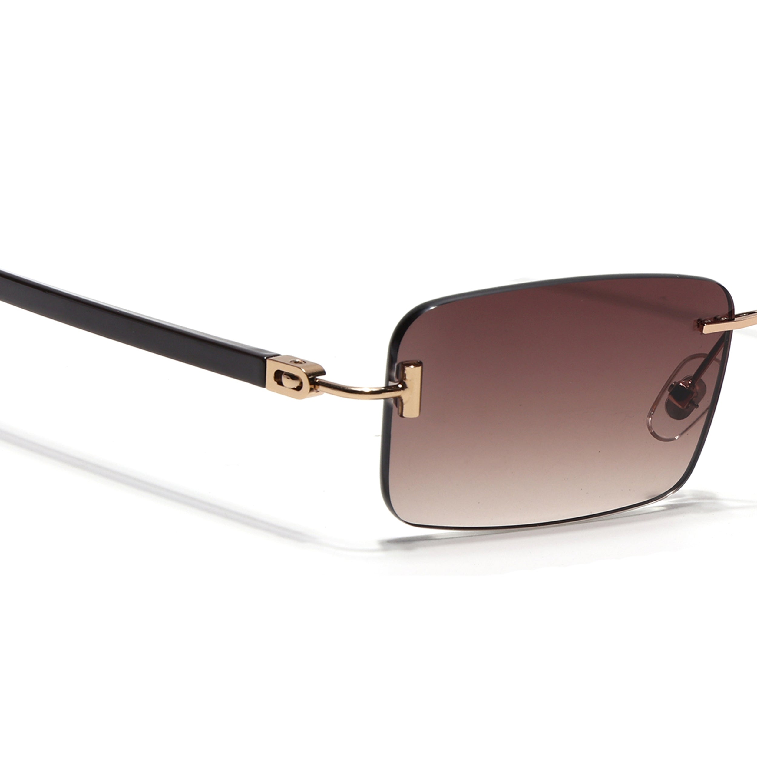 Rimless Sunglasses for Men & Women (Brown & Clear Lens | Golden Frame - MG7382)