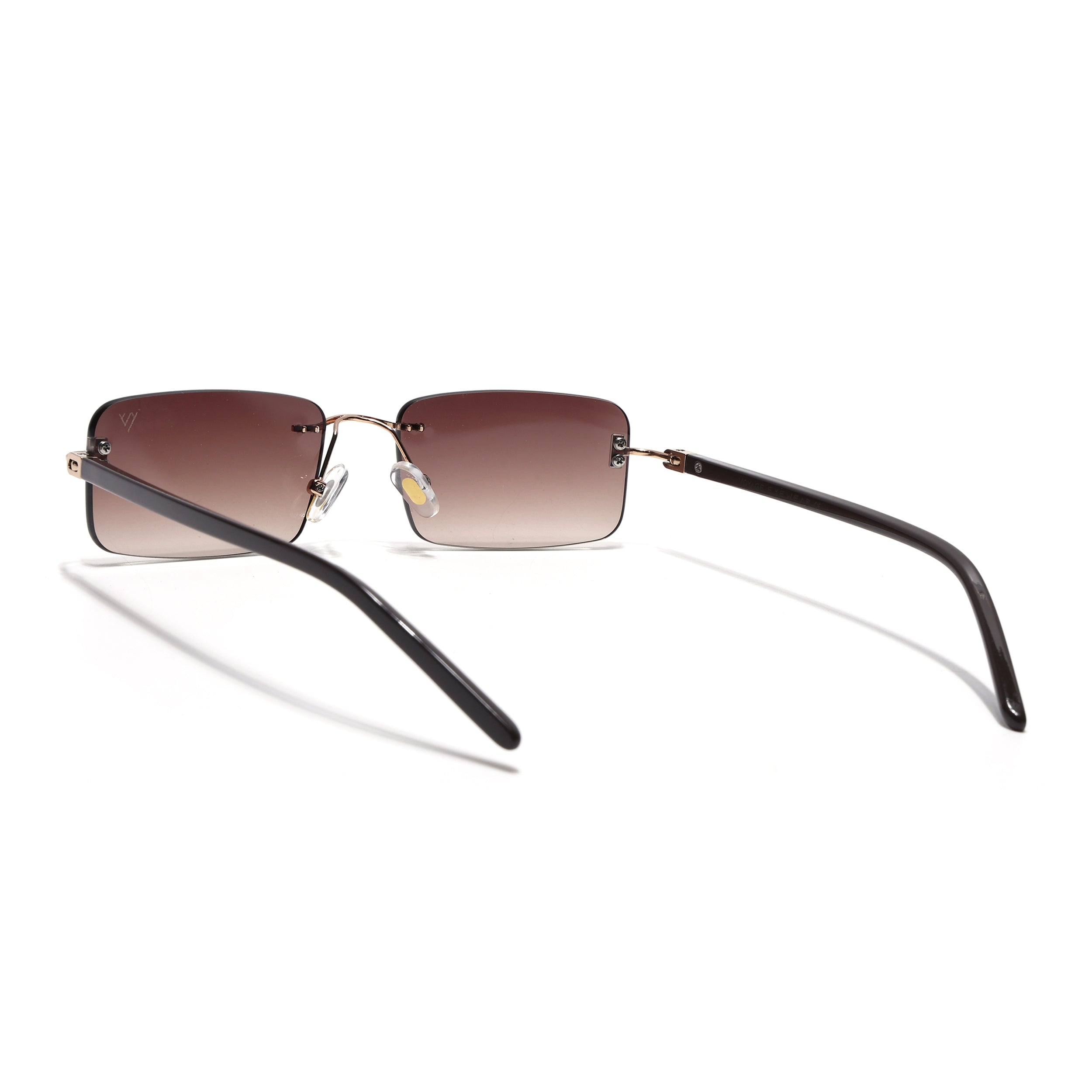 Rimless Sunglasses for Men & Women (Brown & Clear Lens | Golden Frame - MG7382)