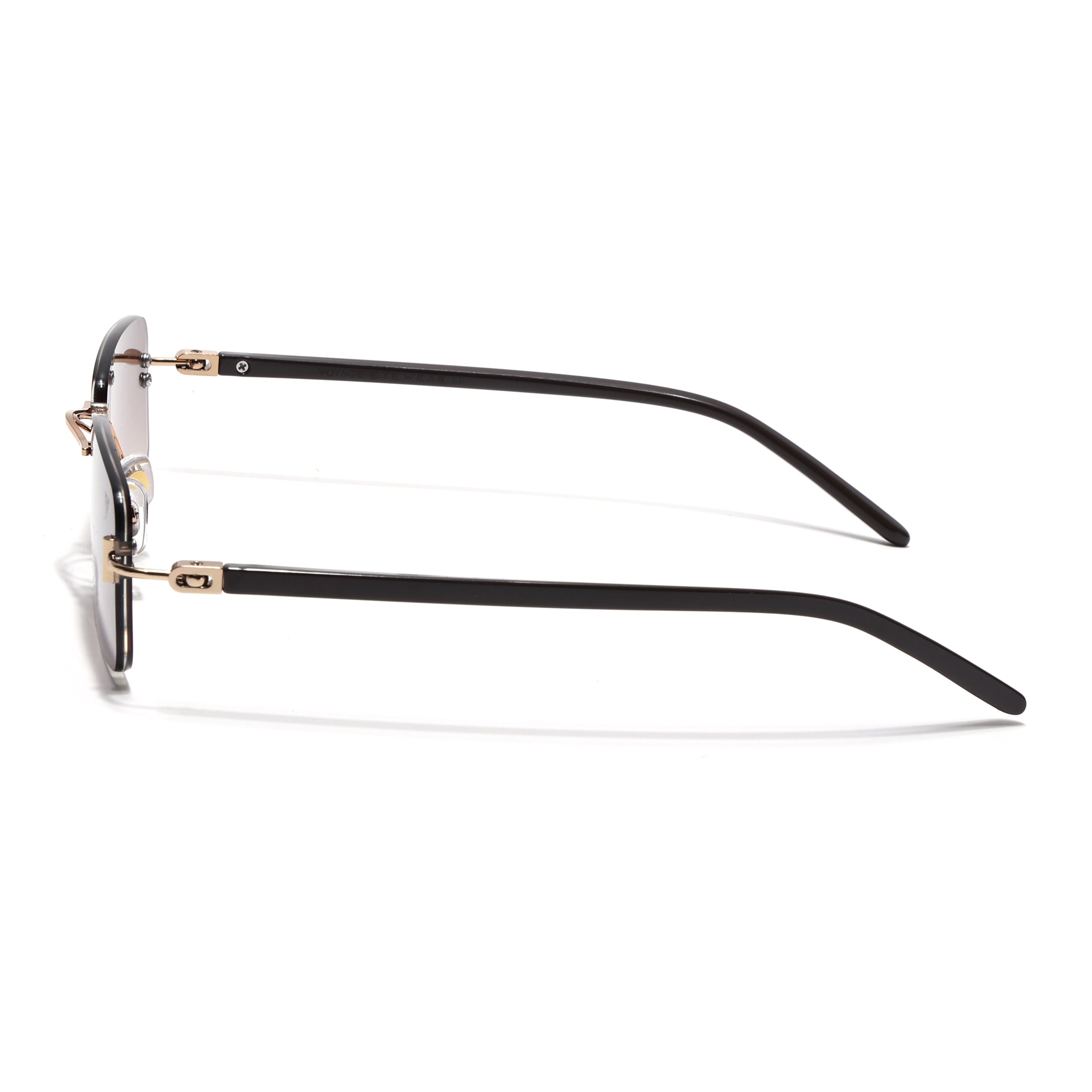 Rimless Sunglasses for Men & Women (Brown & Clear Lens | Golden Frame - MG7382)