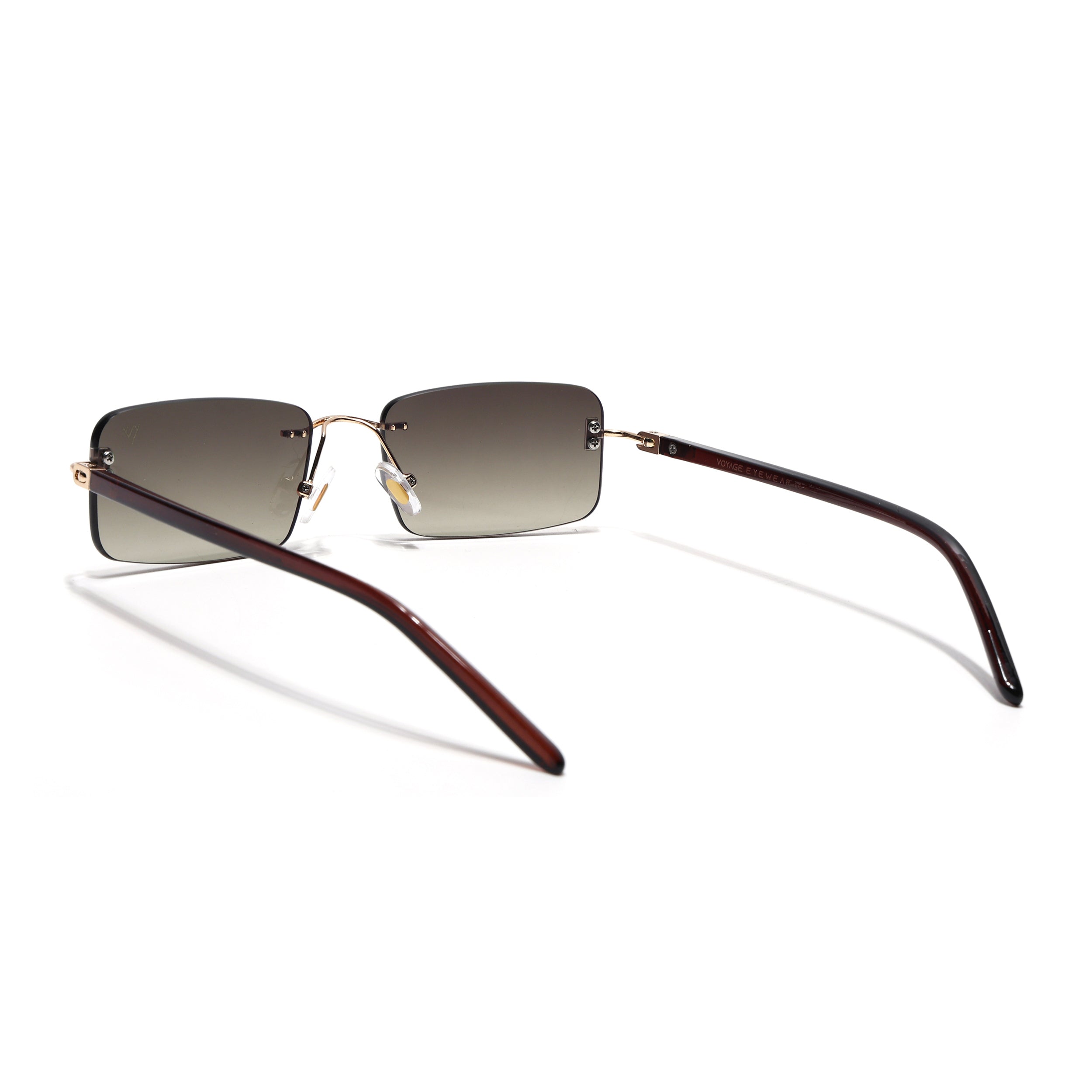 Rimless Sunglasses for Men & Women (Olive & Clear Lens | Golden Frame - MG7383)