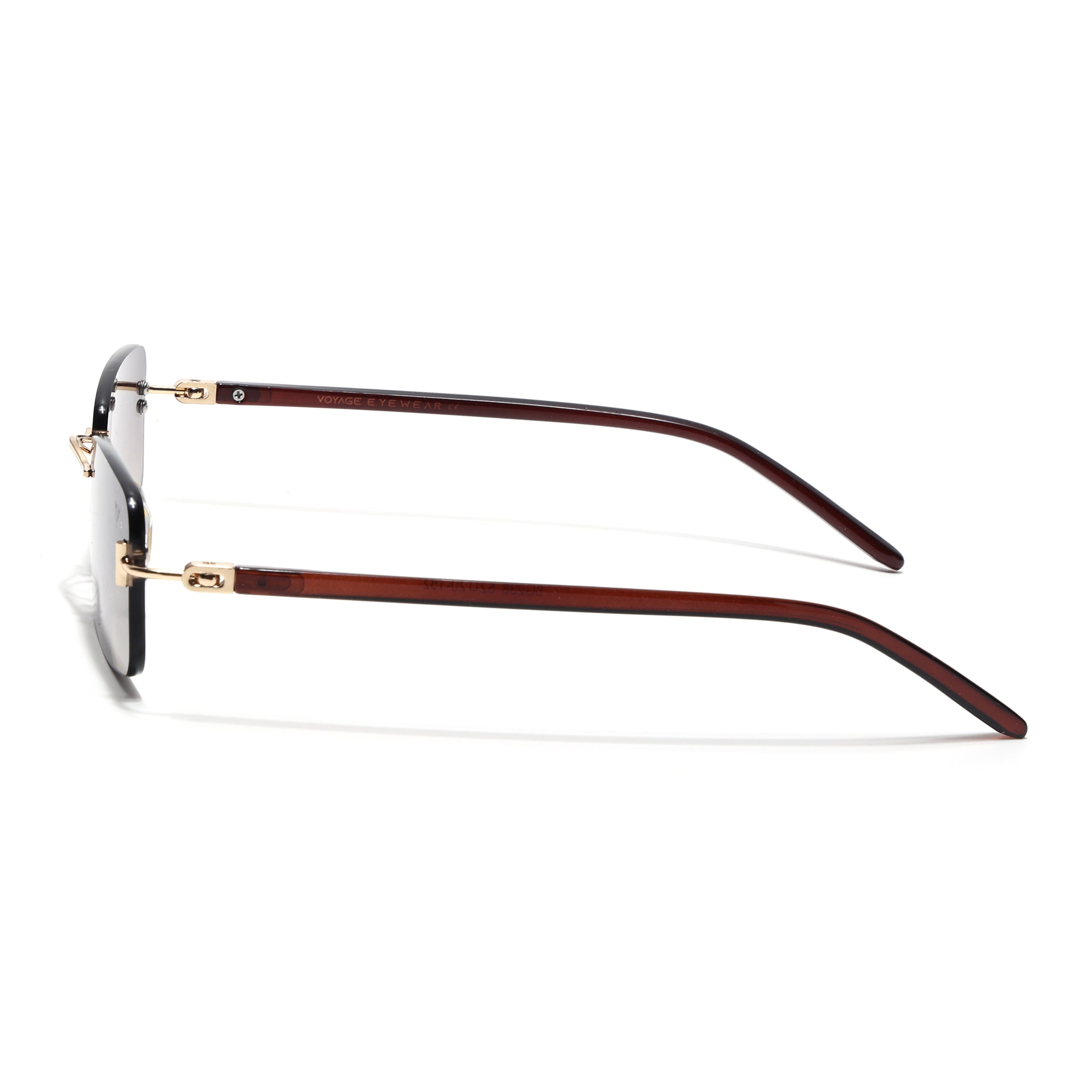 Rimless Sunglasses for Men & Women (Olive & Clear Lens | Golden Frame - MG7383)