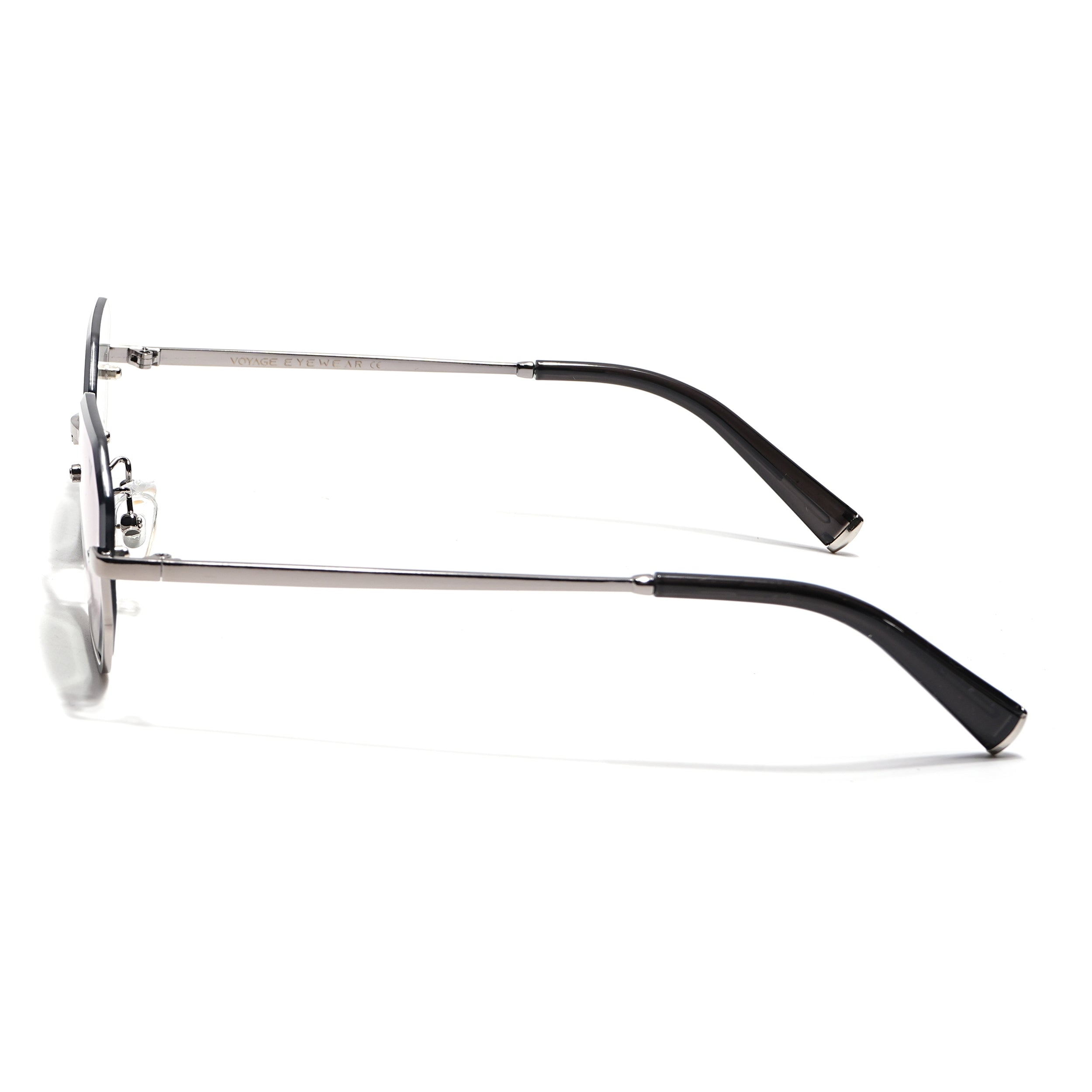 Hexagonal Sunglasses for Men & Women (Light Black Lens | Silver Frame - MG7510)