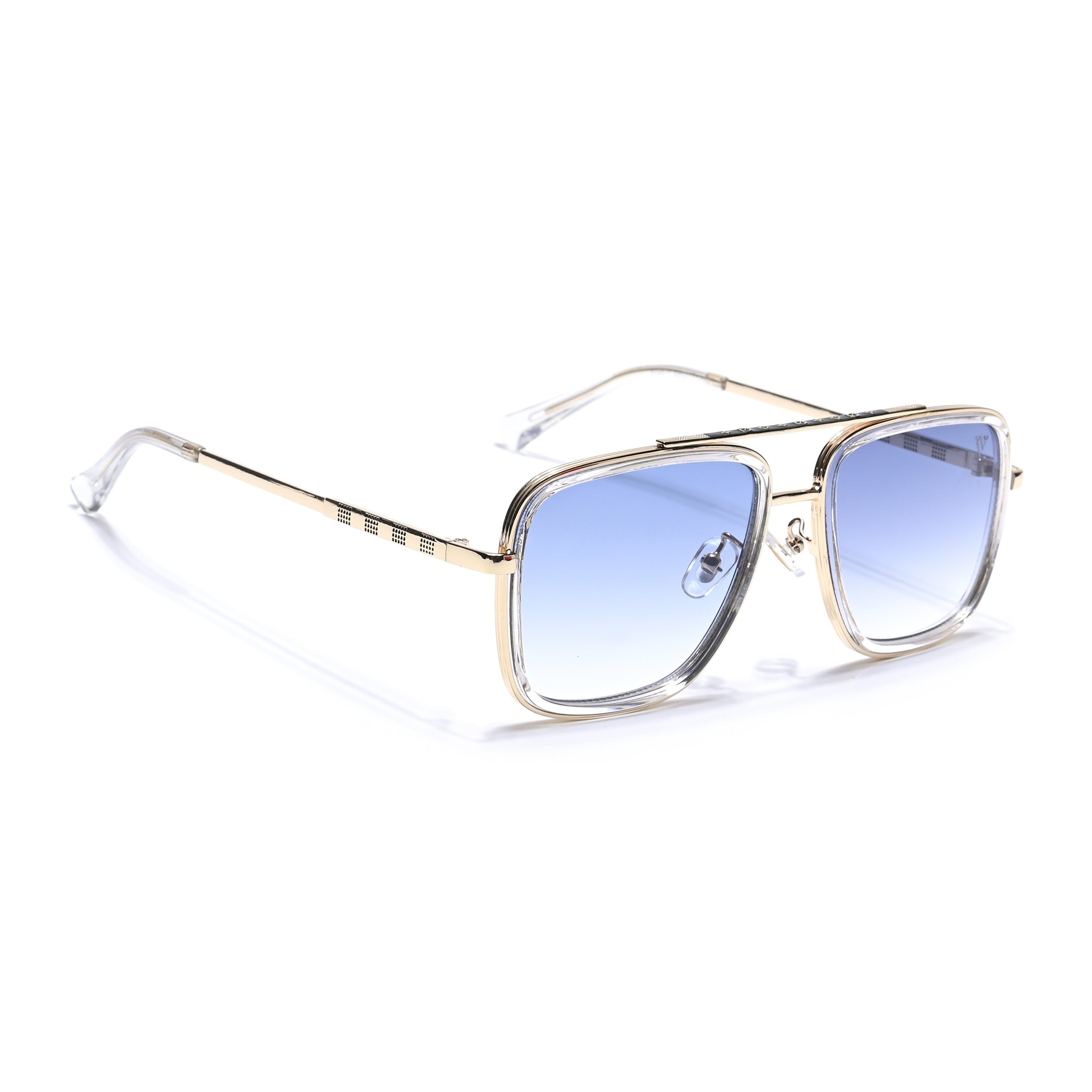 Alpha | Golden Wayfarer Sunglasses | Blue & Clear Lens - MG6736