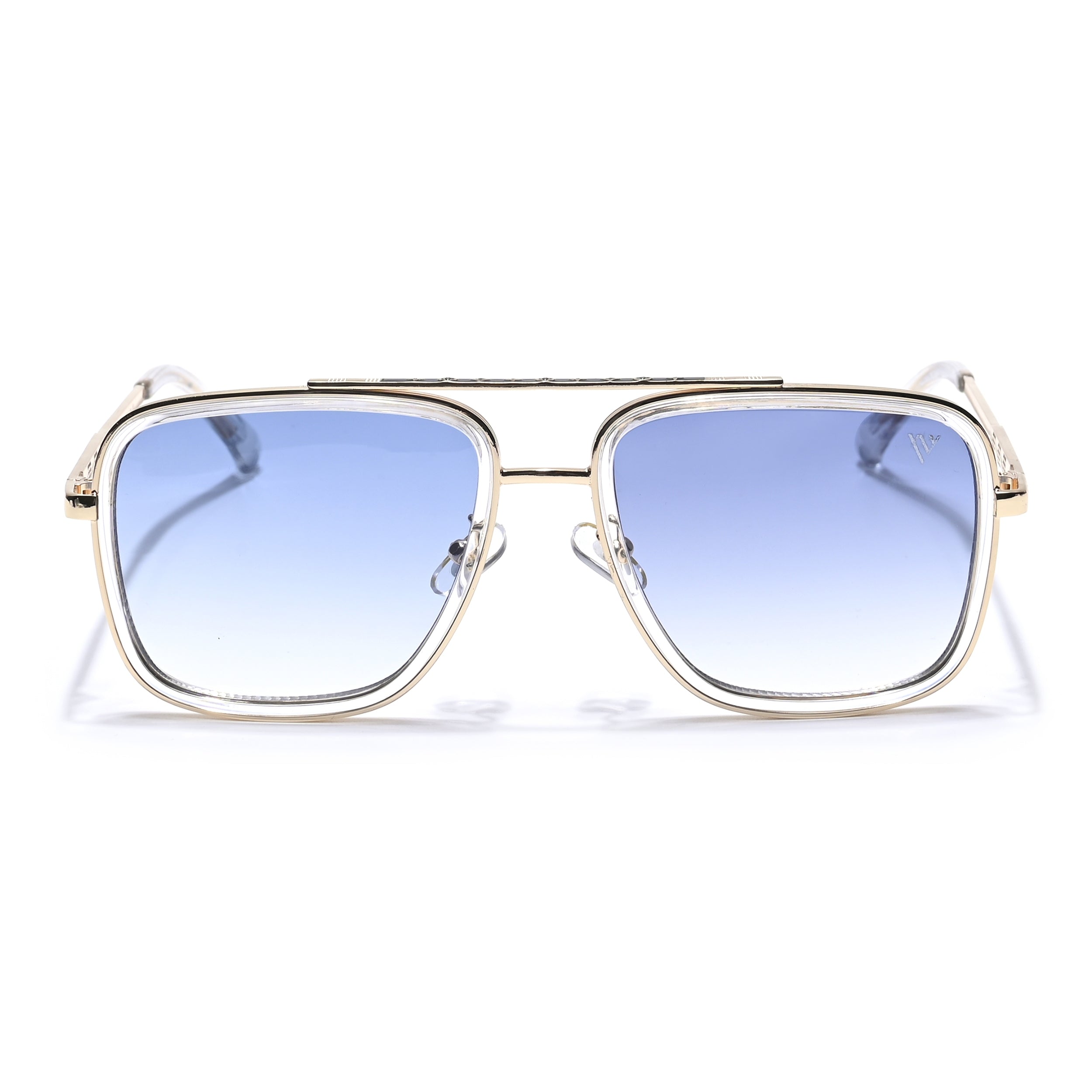 Alpha | Golden Wayfarer Sunglasses | Blue & Clear Lens - MG6736