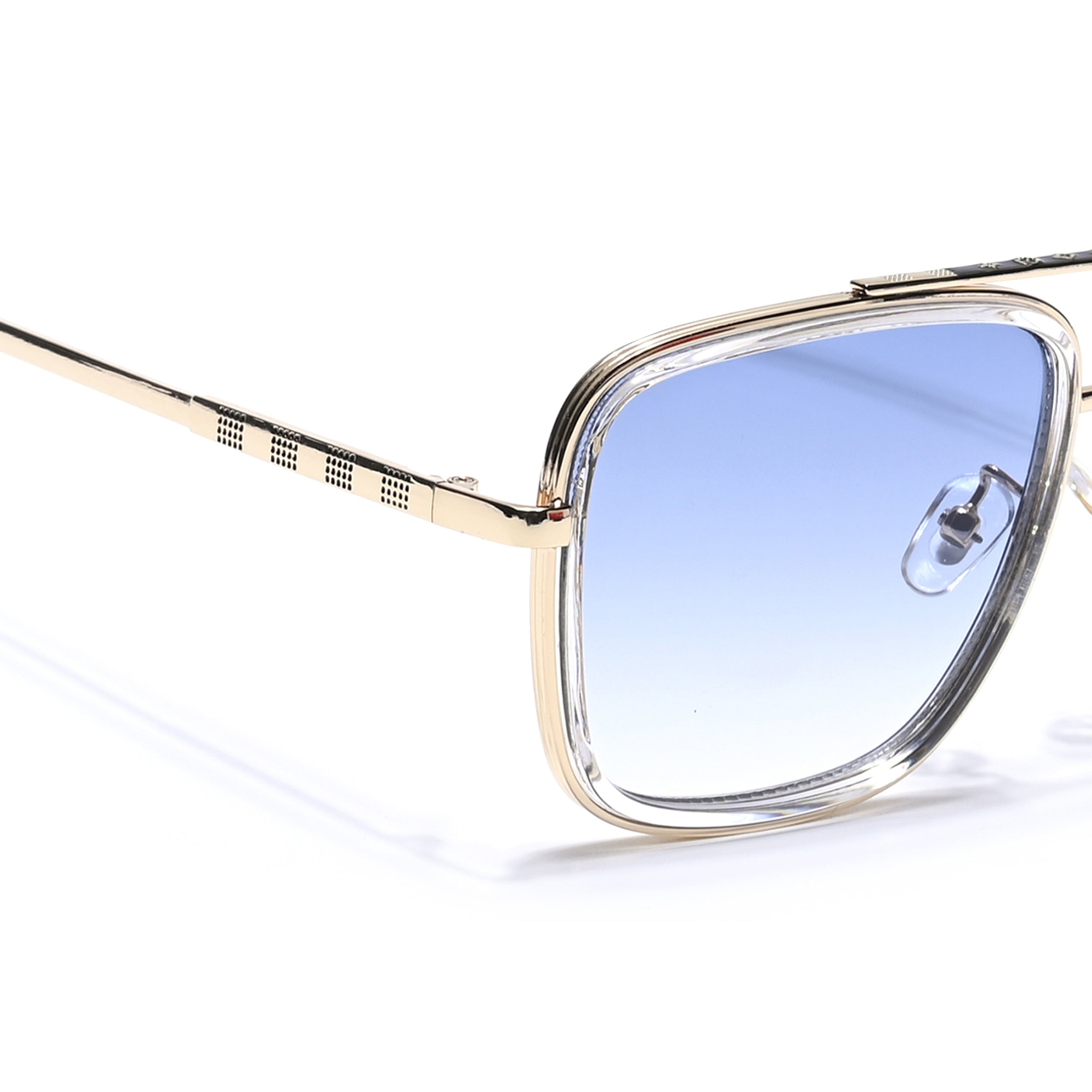 Alpha | Golden Wayfarer Sunglasses | Blue & Clear Lens - MG6736