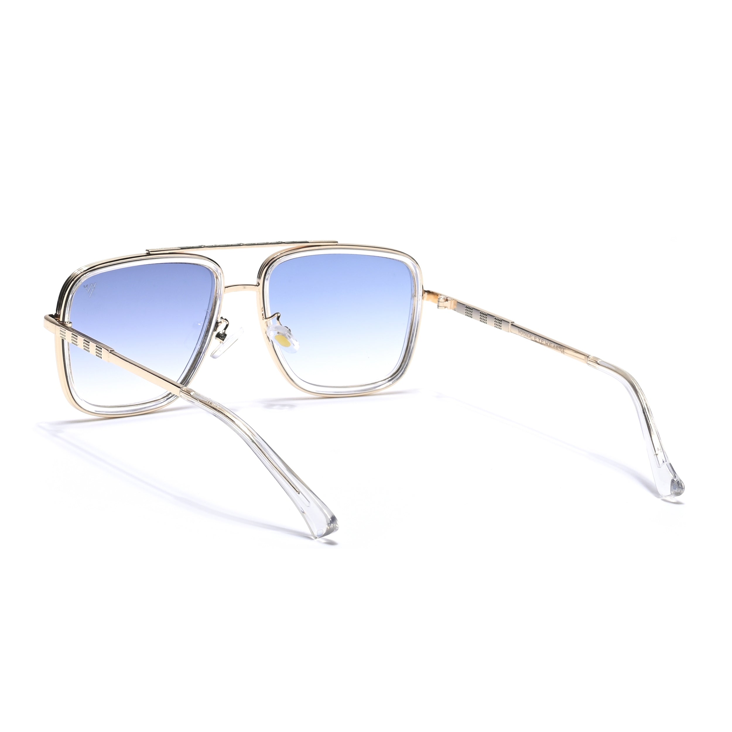 Alpha | Golden Wayfarer Sunglasses | Blue & Clear Lens - MG6736