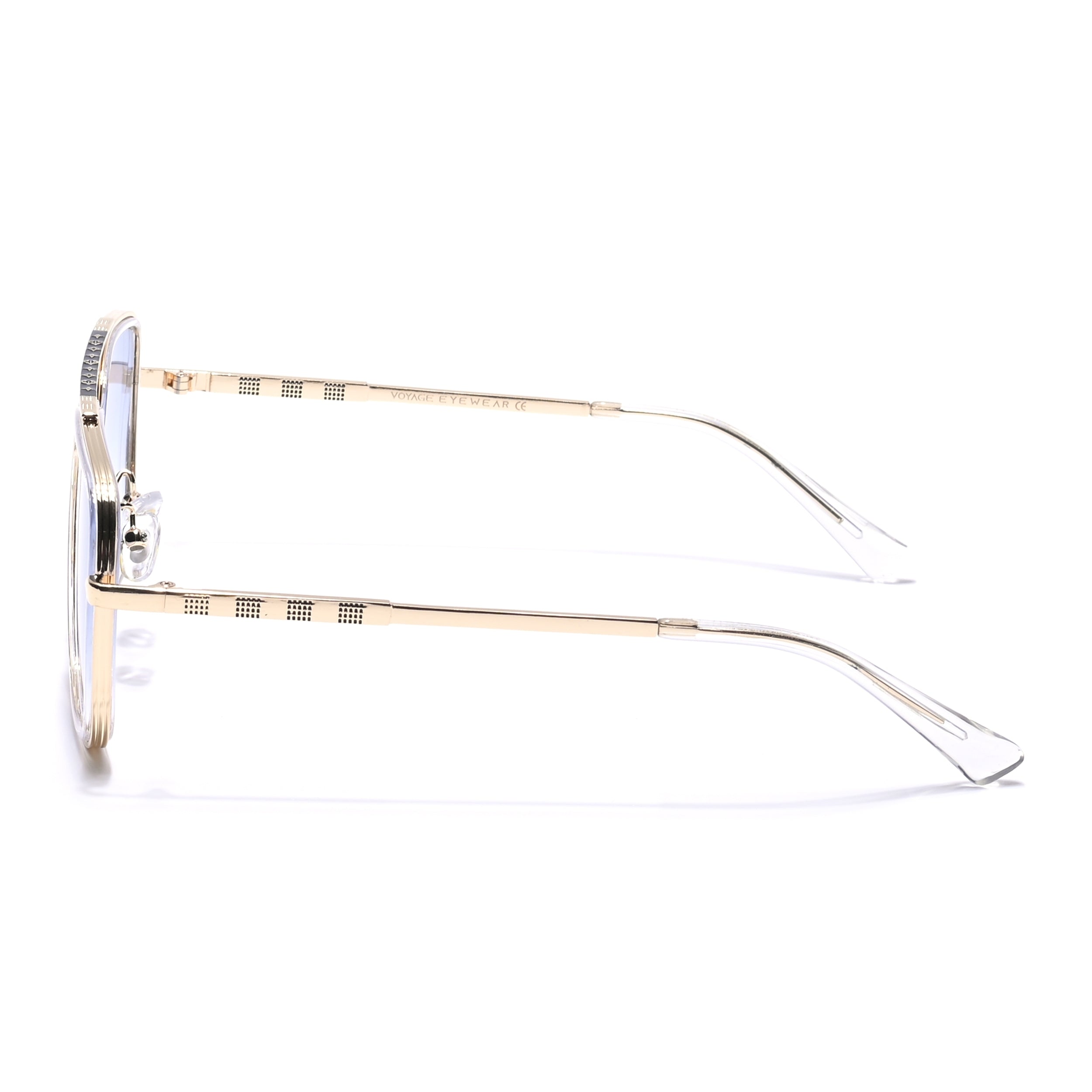 Alpha | Golden Wayfarer Sunglasses | Blue & Clear Lens - MG6736