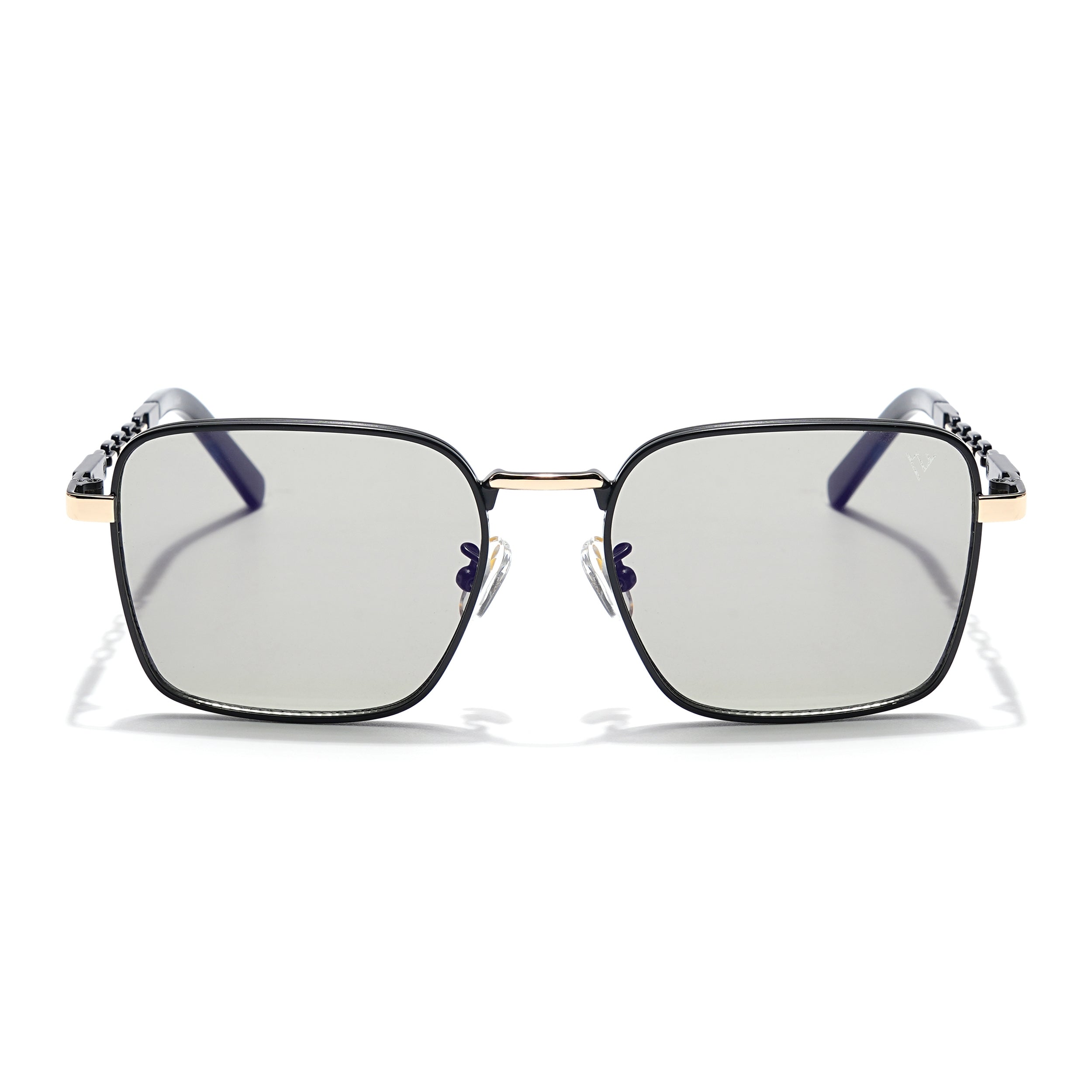 Square Sunglasses (Grey Lens | Black & Golden Frame - MG6012)