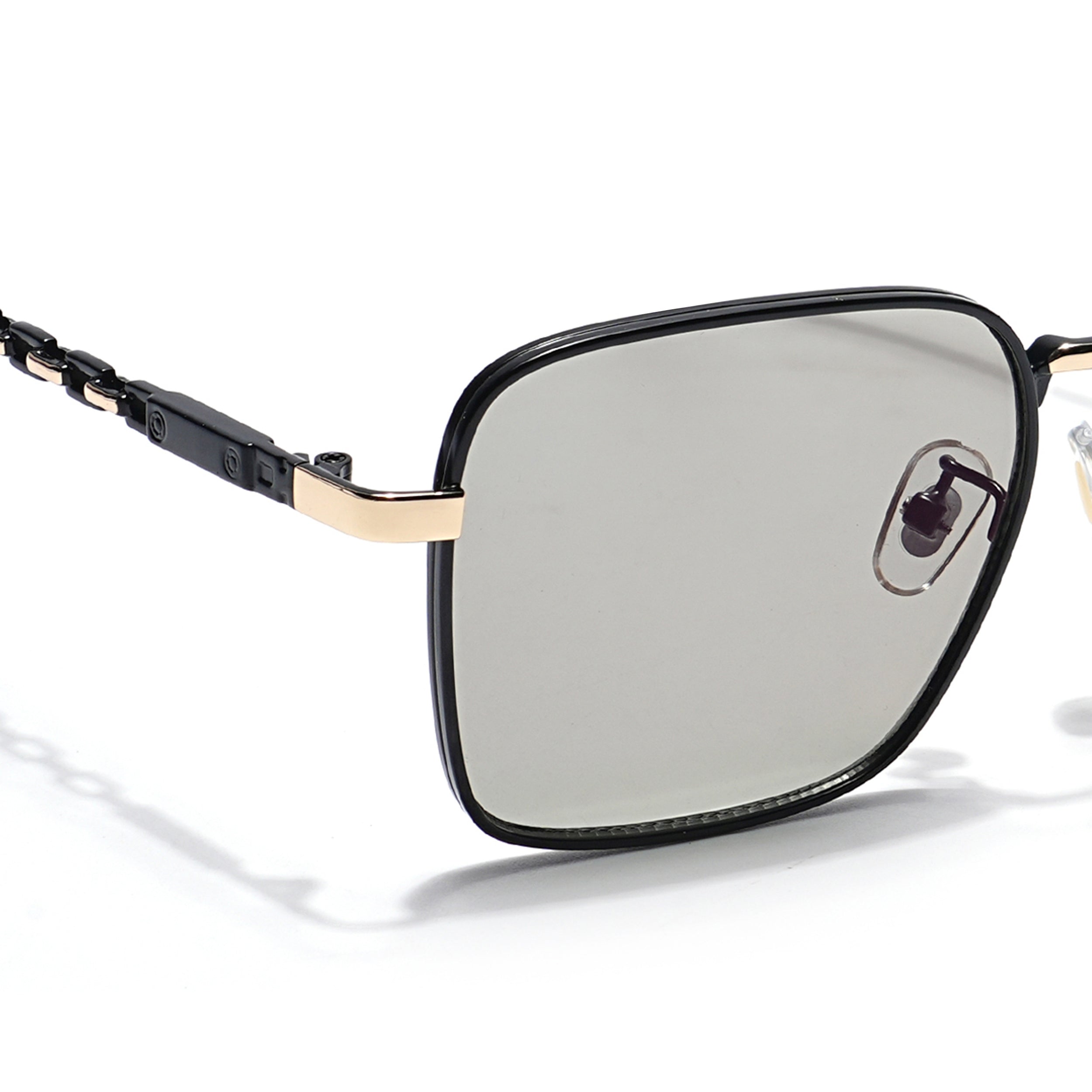 Square Sunglasses (Grey Lens | Black & Golden Frame - MG6012)