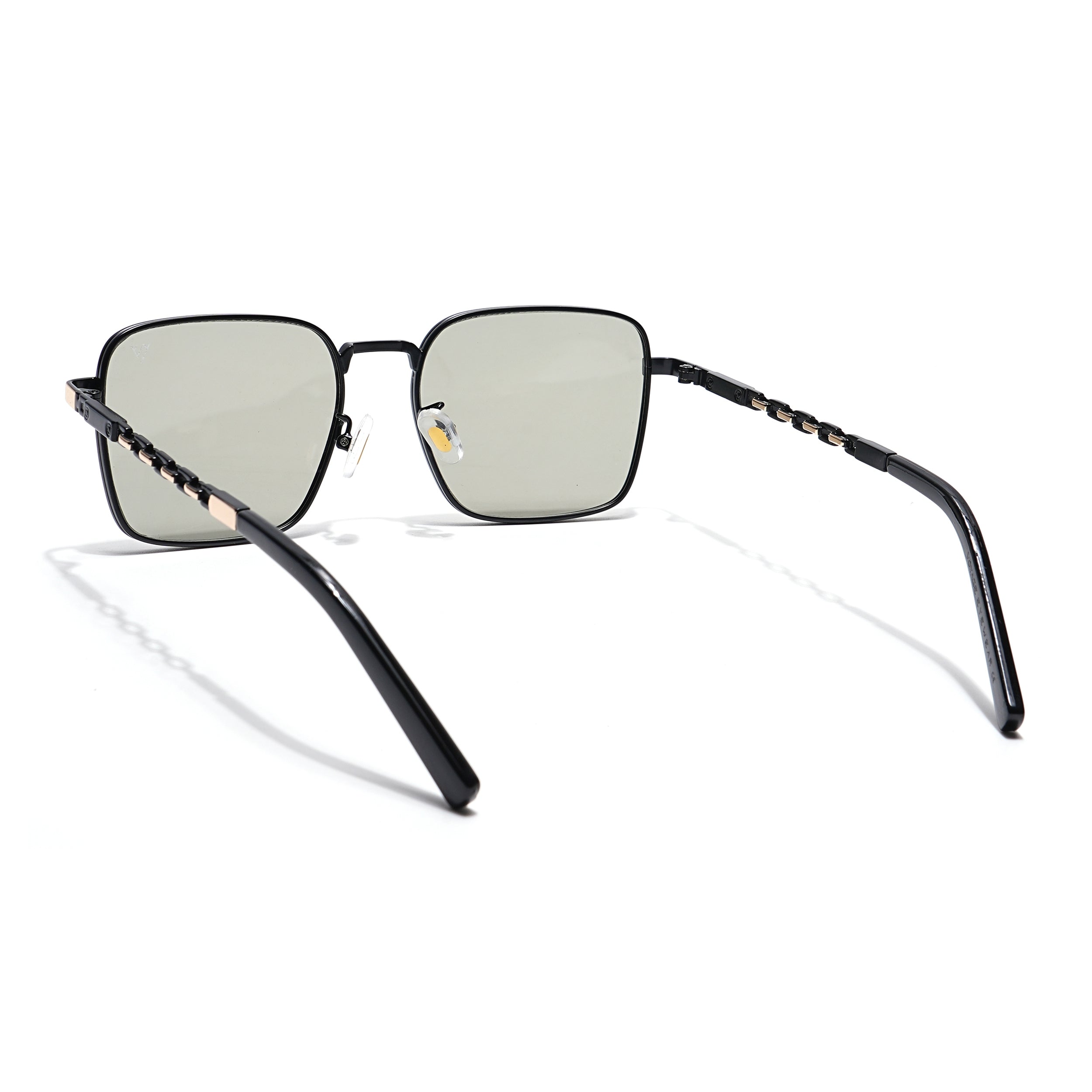 Square Sunglasses (Grey Lens | Black & Golden Frame - MG6012)