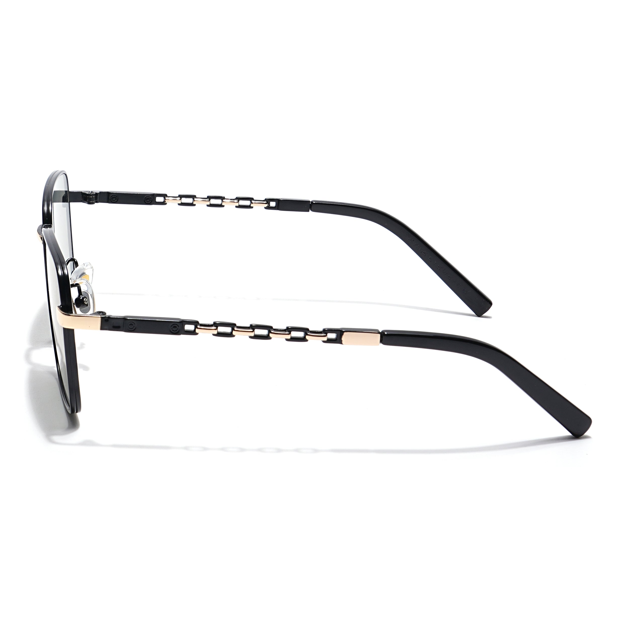 Square Sunglasses (Grey Lens | Black & Golden Frame - MG6012)