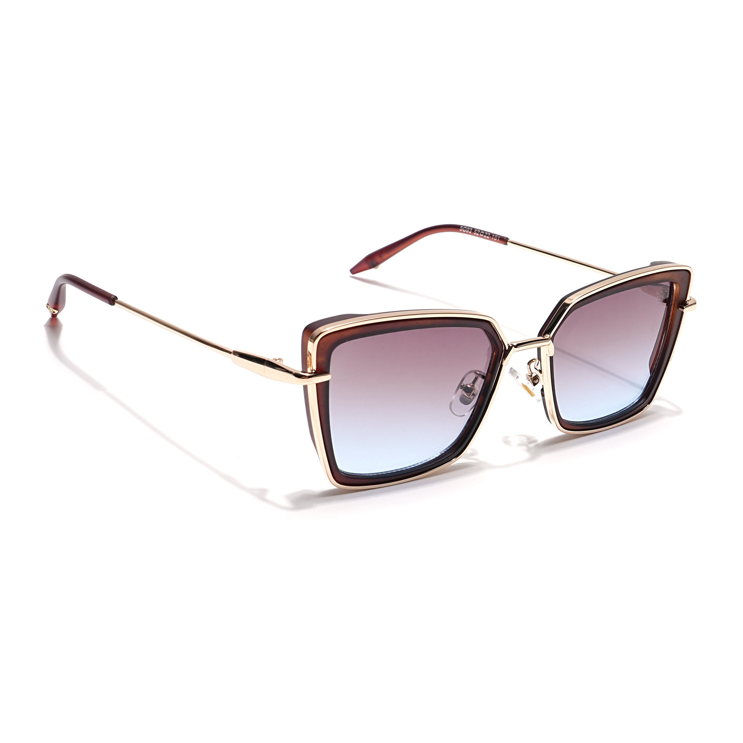 Cateye Sunglasses (Brown & Clear Lens | Golden & Brown Frame - MG6016)