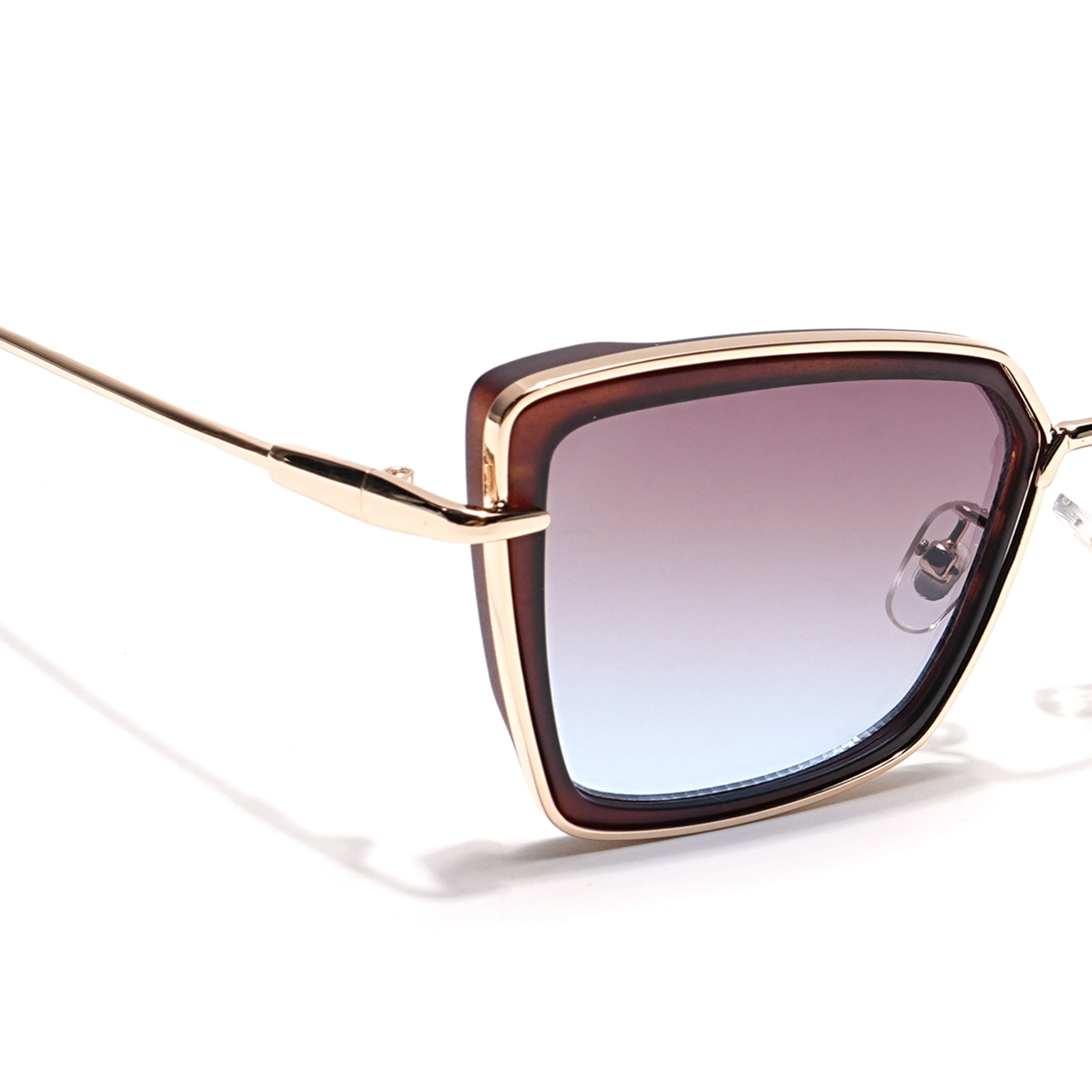 Cateye Sunglasses (Brown & Clear Lens | Golden & Brown Frame - MG6016)