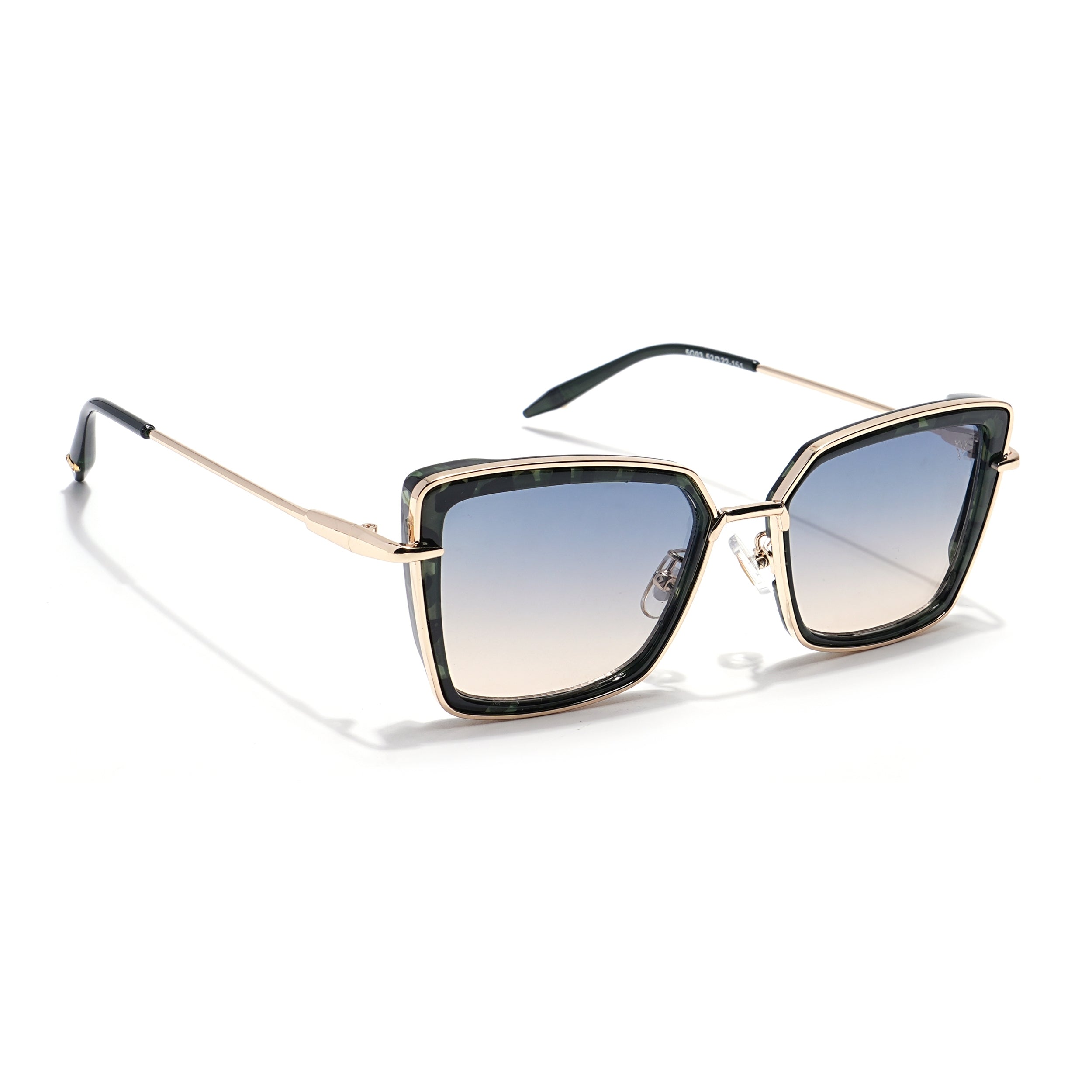 Cateye Sunglasses (Grey & Light Brown Lens | Golden & Black Frame - MG6020)
