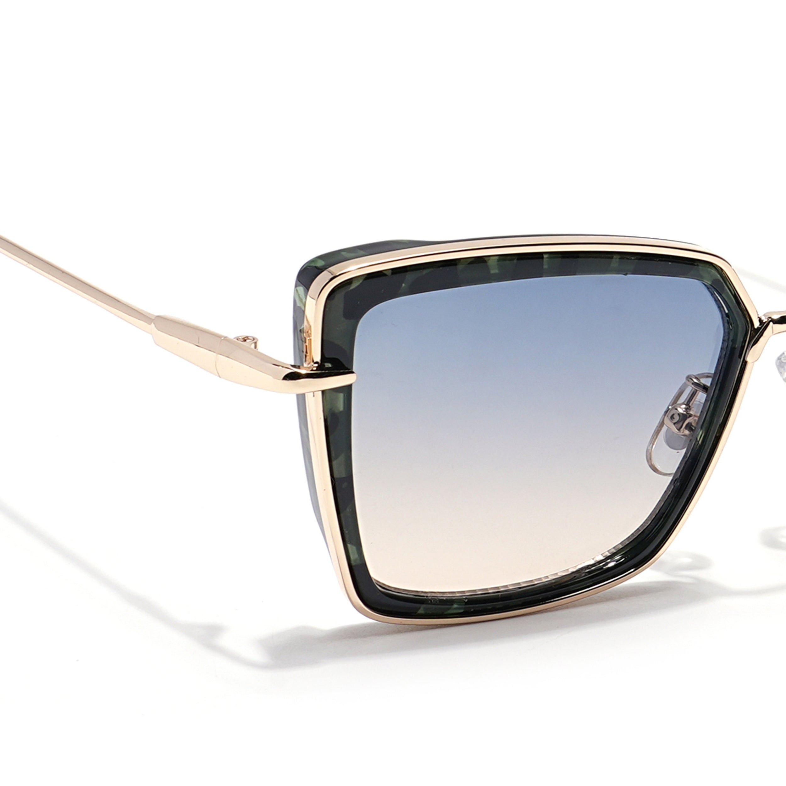 Cateye Sunglasses (Grey & Light Brown Lens | Golden & Black Frame - MG6020)