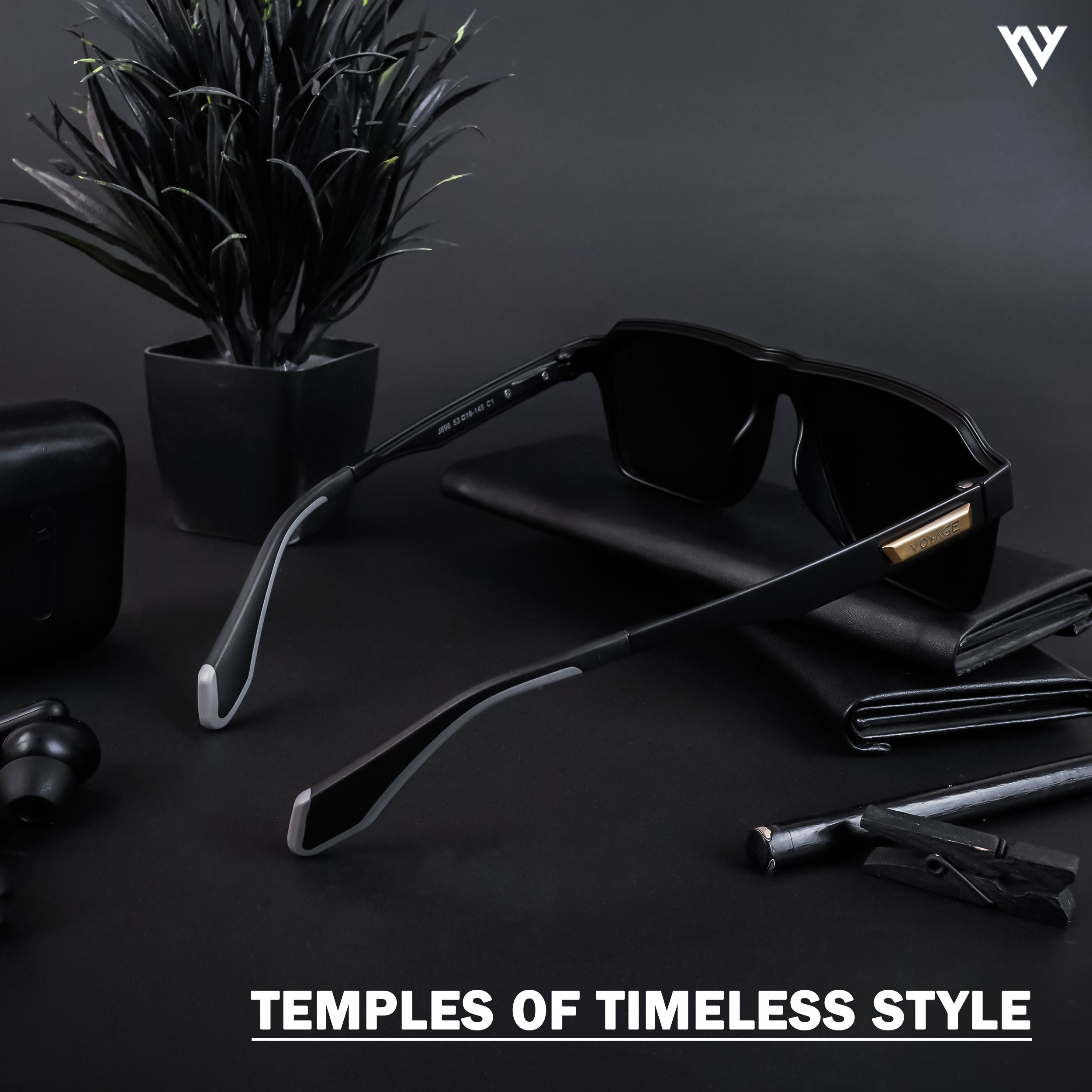 Voyage Exclusive Matt Black Polarized Wayfarer Sunglasses for Men & Women (896PMG4452)