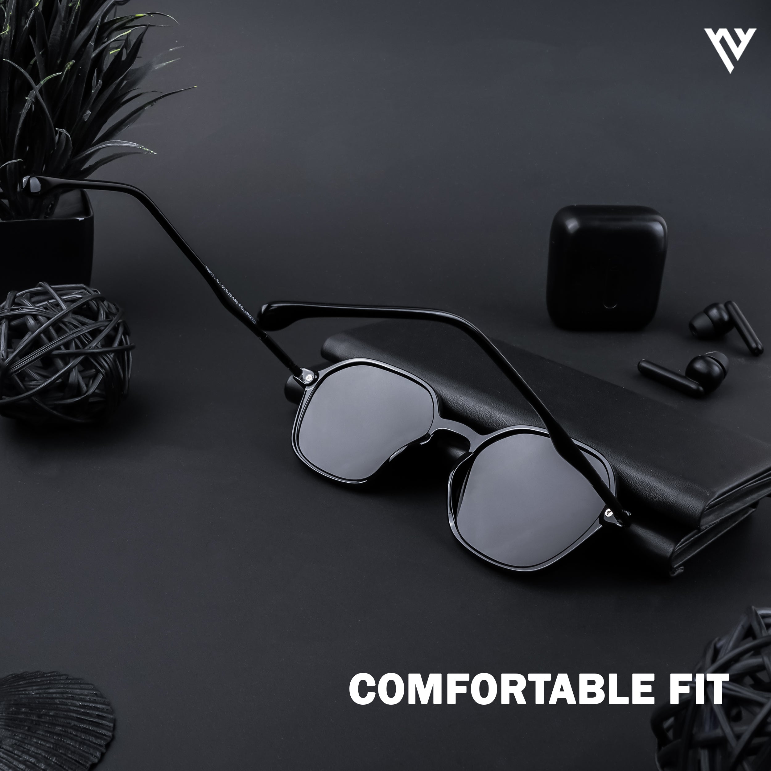 Voyage Exclusive Shine Black Polarized Round Sunglasses for Men & Women (TR8071PMG4493)