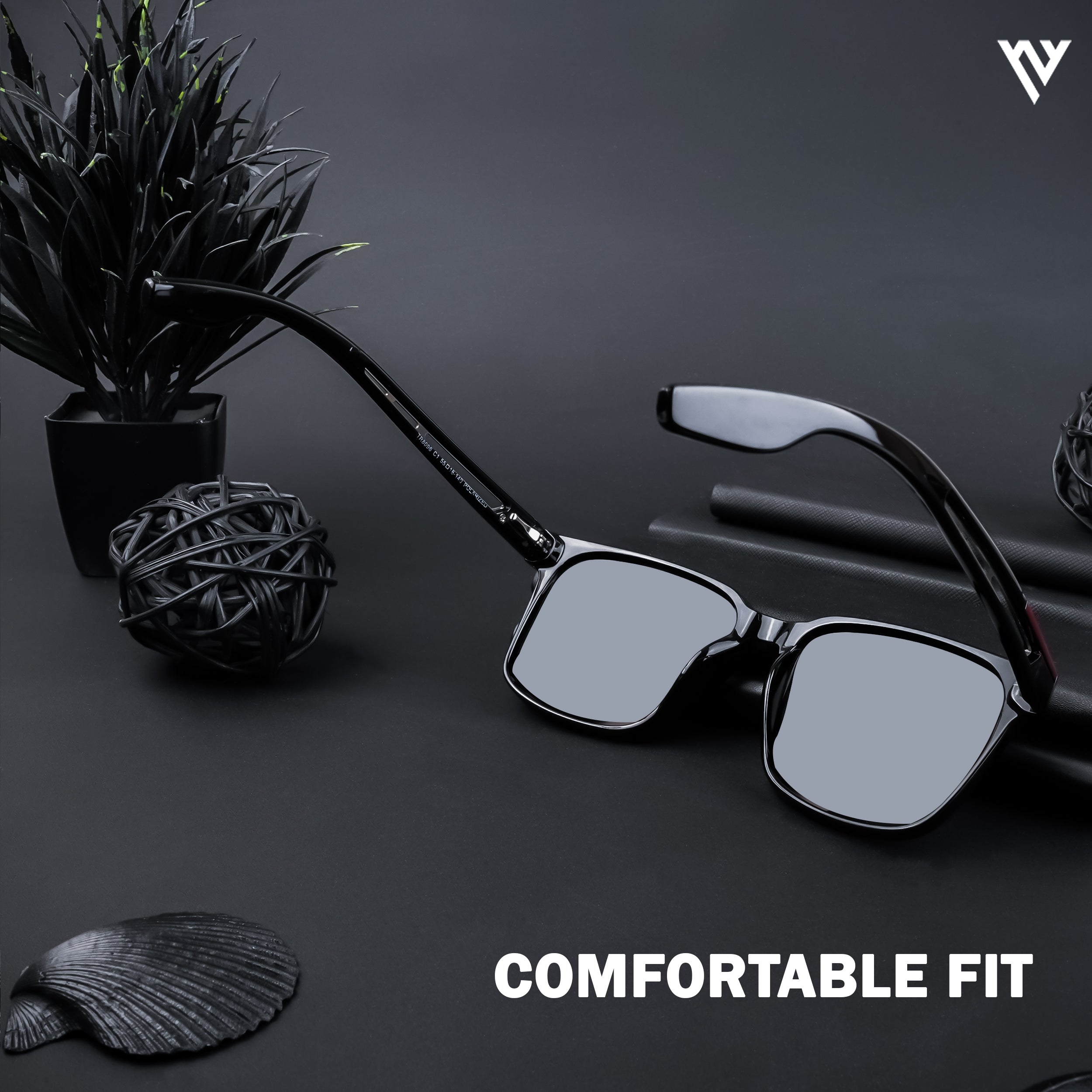 Voyage Exclusive Shine Black Polarized Wayfarer Sunglasses for Men & Women (TR8096PMG4487)