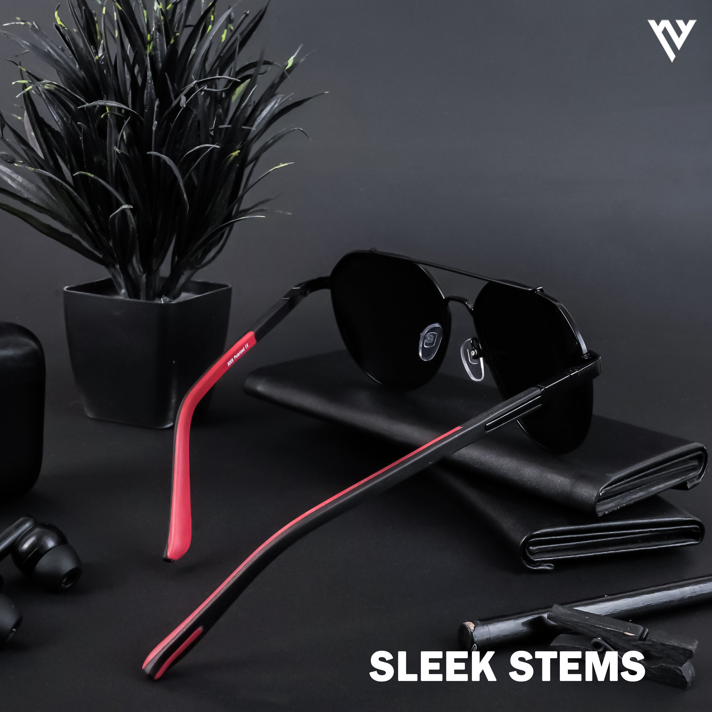 Black Polarized Aviator Sunglasses - PMG4286