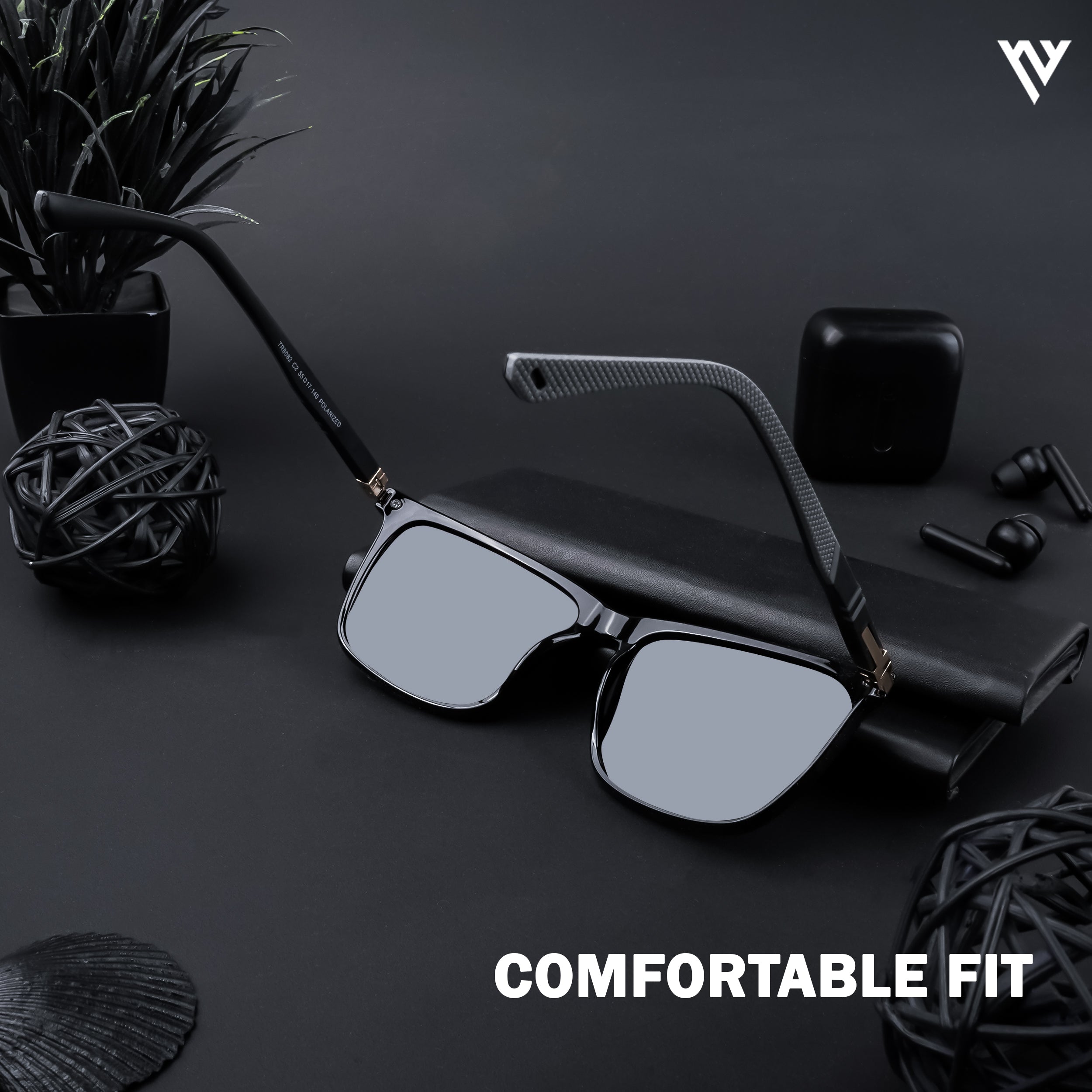 Voyage Exclusive Black Polarized Wayfarer Sunglasses for Men & Women (TR8082PMG4490)