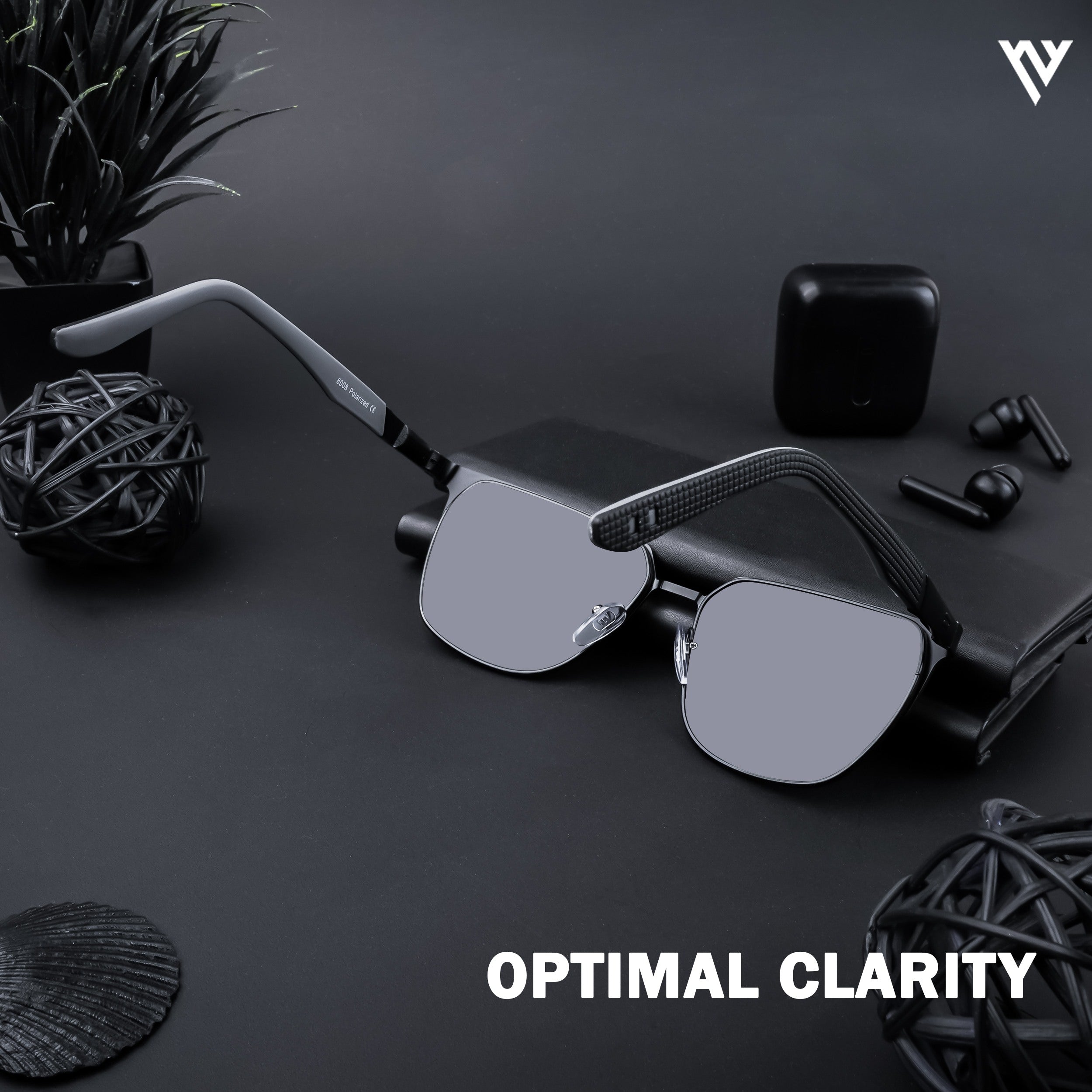 Voyage Exclusive Black Polarized Square Sunglasses for Men & Women (8008PMG4283)