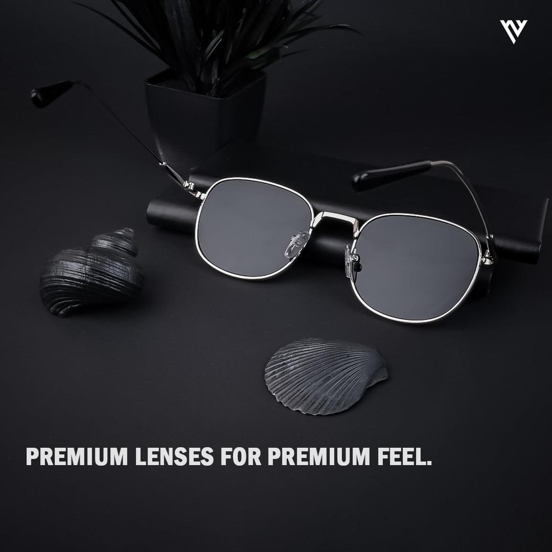 Voyage Exclusive Black and silver Polarized Round Sunglasses for Men & Women - PMG4112