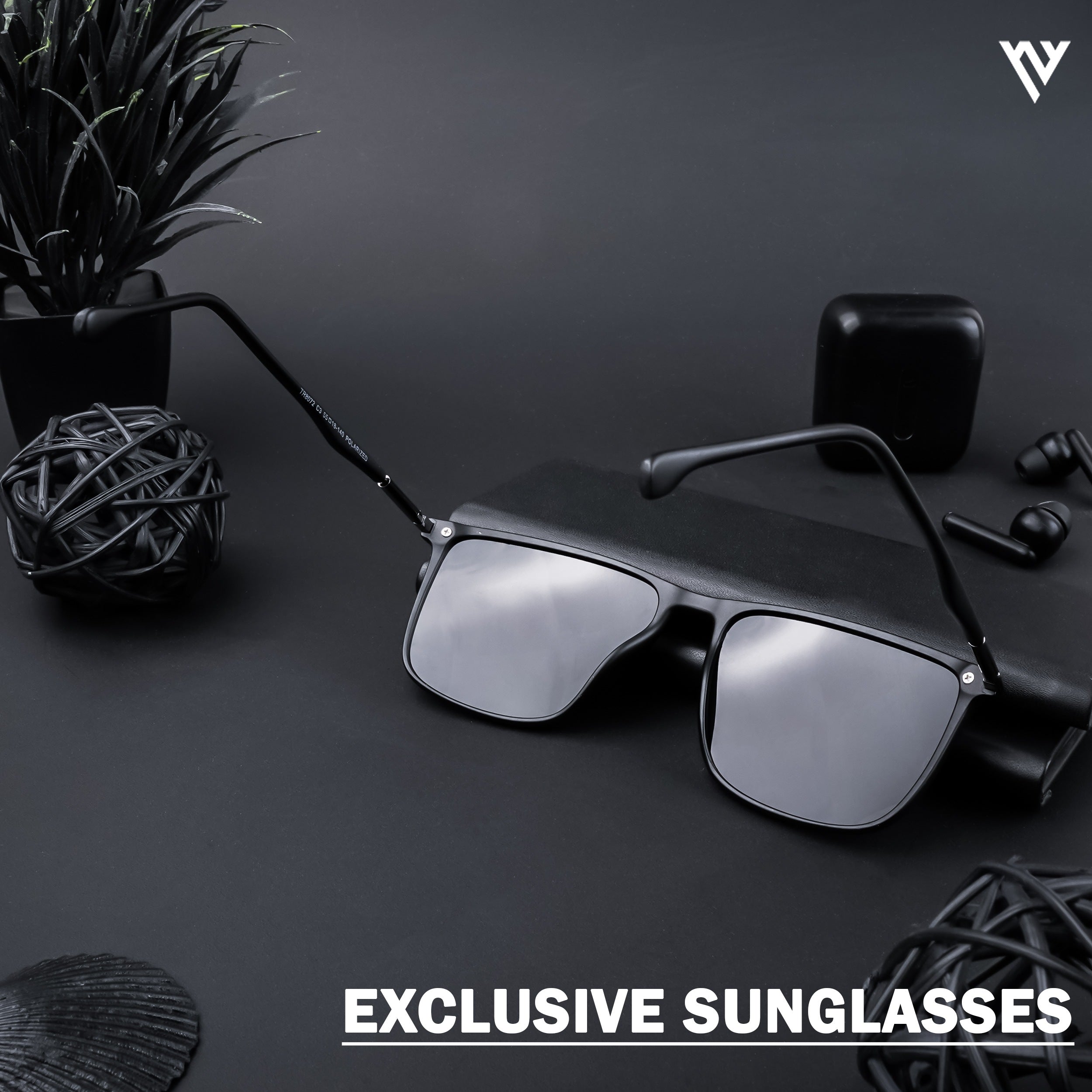 Voyage Exclusive Matt Black Polarized Wayfarer Sunglasses for Men & Women (TR8072PMG4300)
