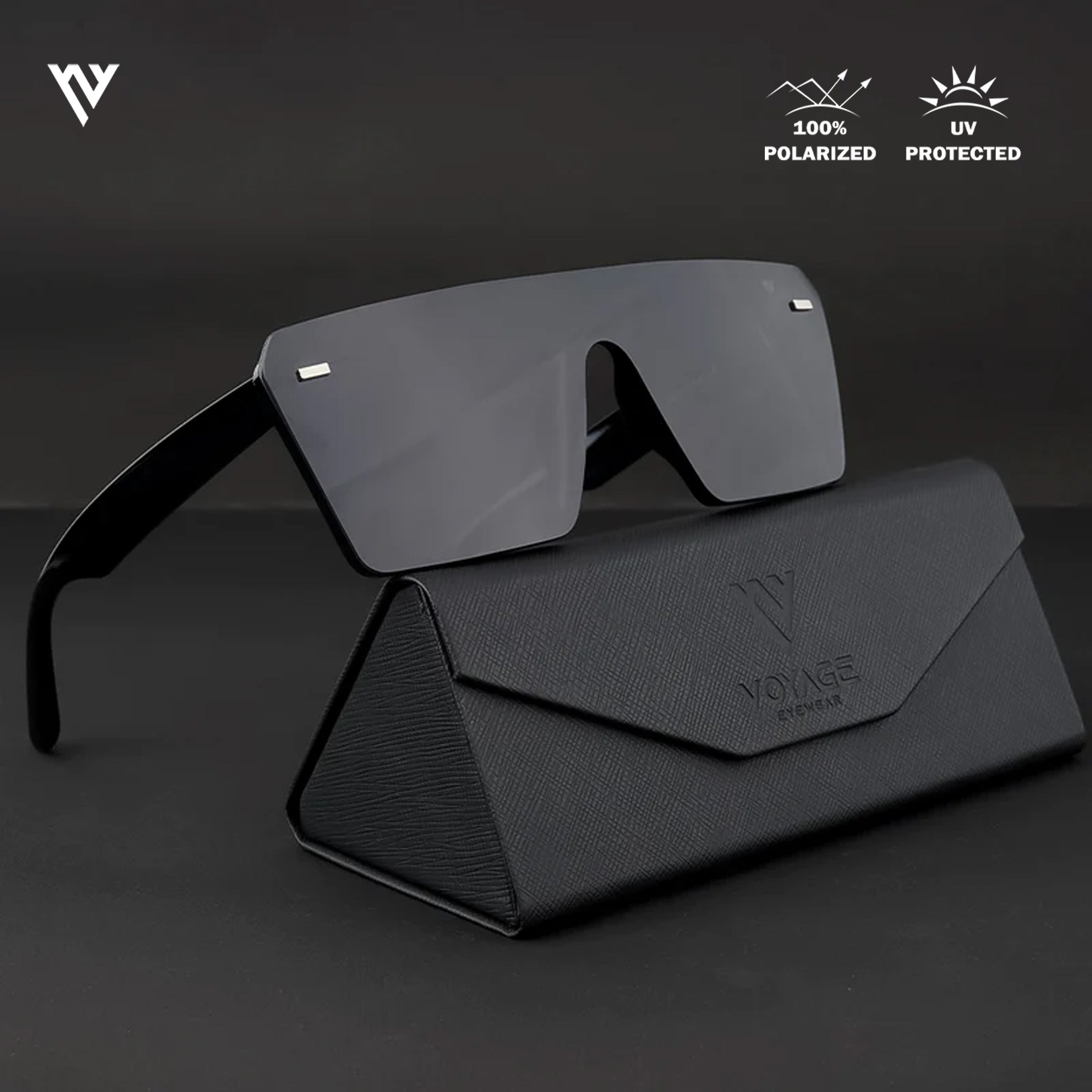 Voyage Exclusive Shine Black Polarized Wayfarer Sunglasses for Men & Women - PMG3970