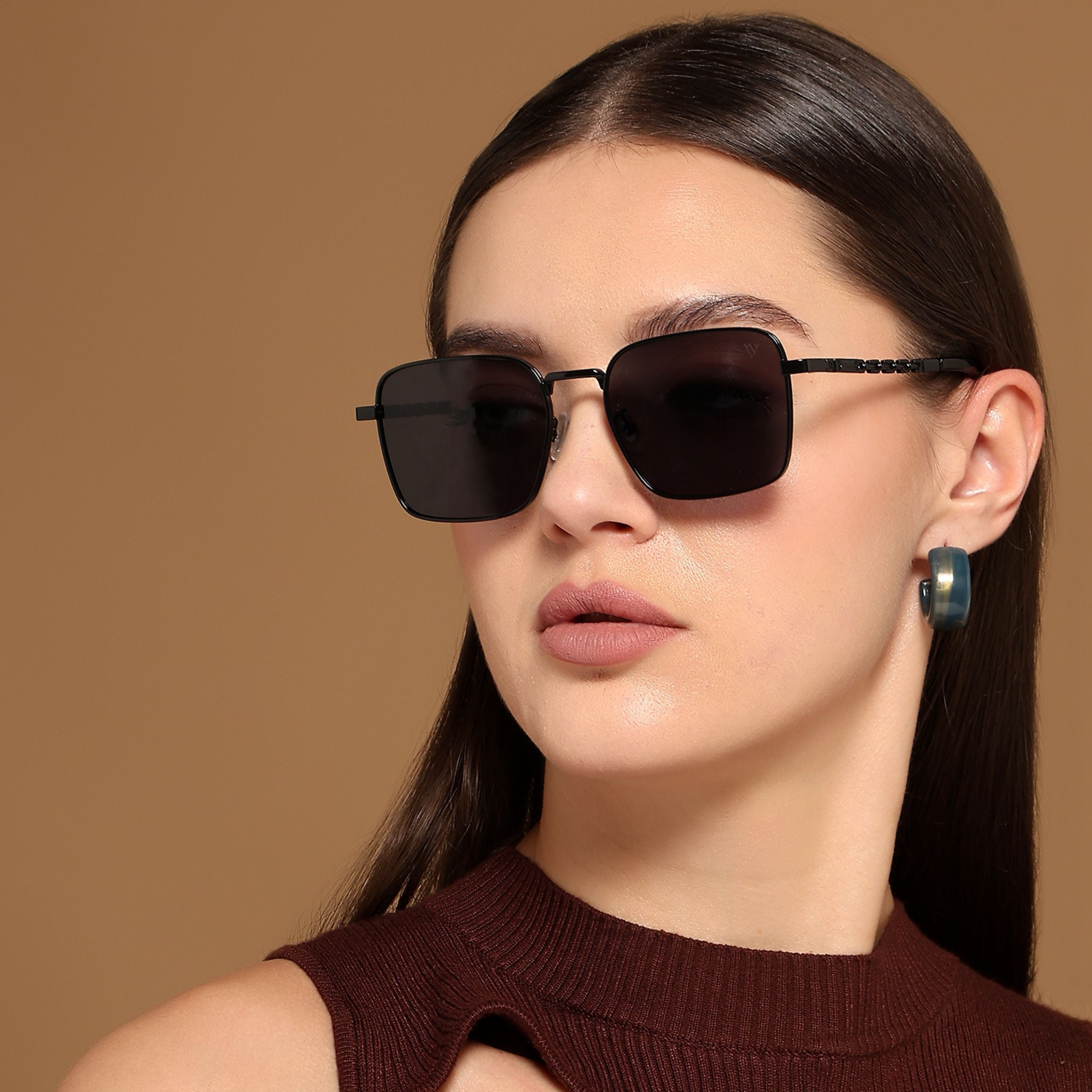 Square Sunglasses (Black Lens | Black Frame - MG6009)