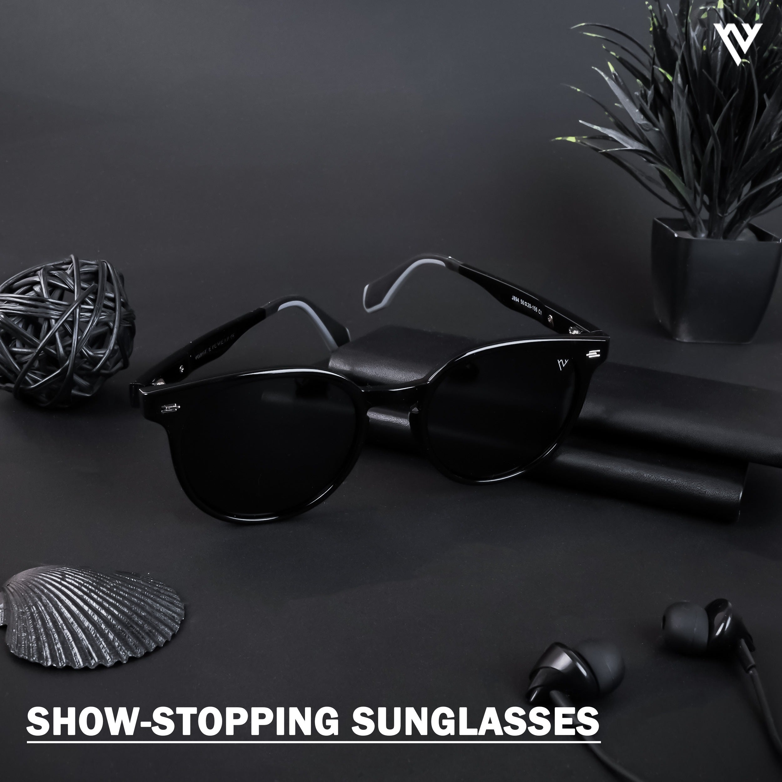 Voyage Active Shine Black Polarized Round Sunglasses for Men & Women - PMG4470