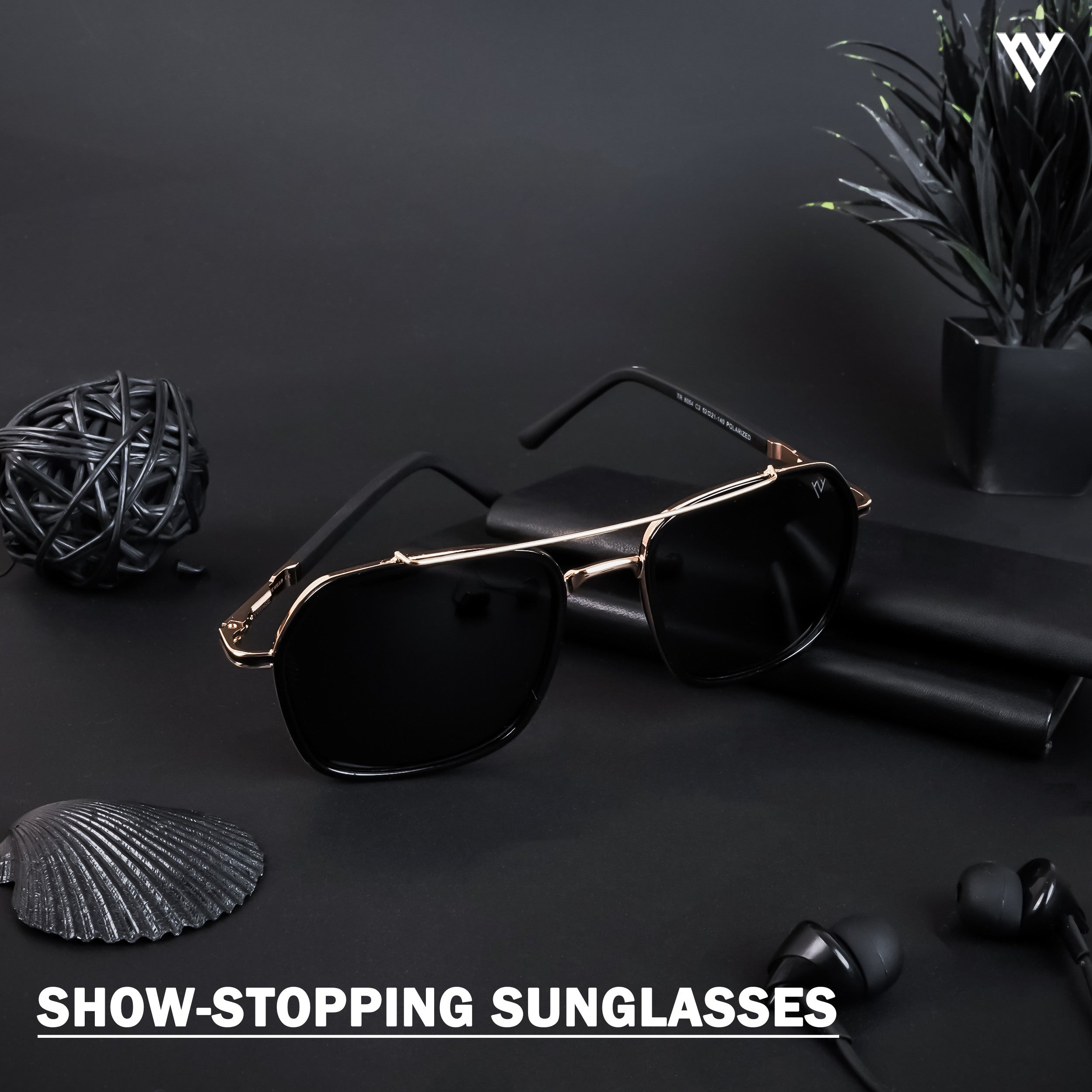 Voyage Exclusive Golden & Black Polarized Wayfarer Sunglasses for Men & Women (TR8054PMG4480)