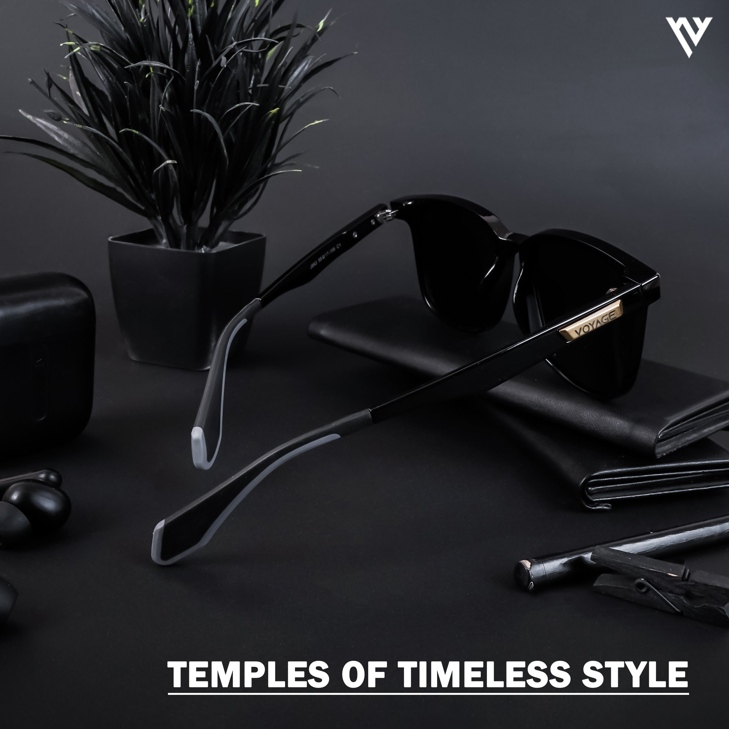 Voyage Exclusive Shine Black Polarized Wayfarer Sunglasses for Men & Women (893PMG4459)