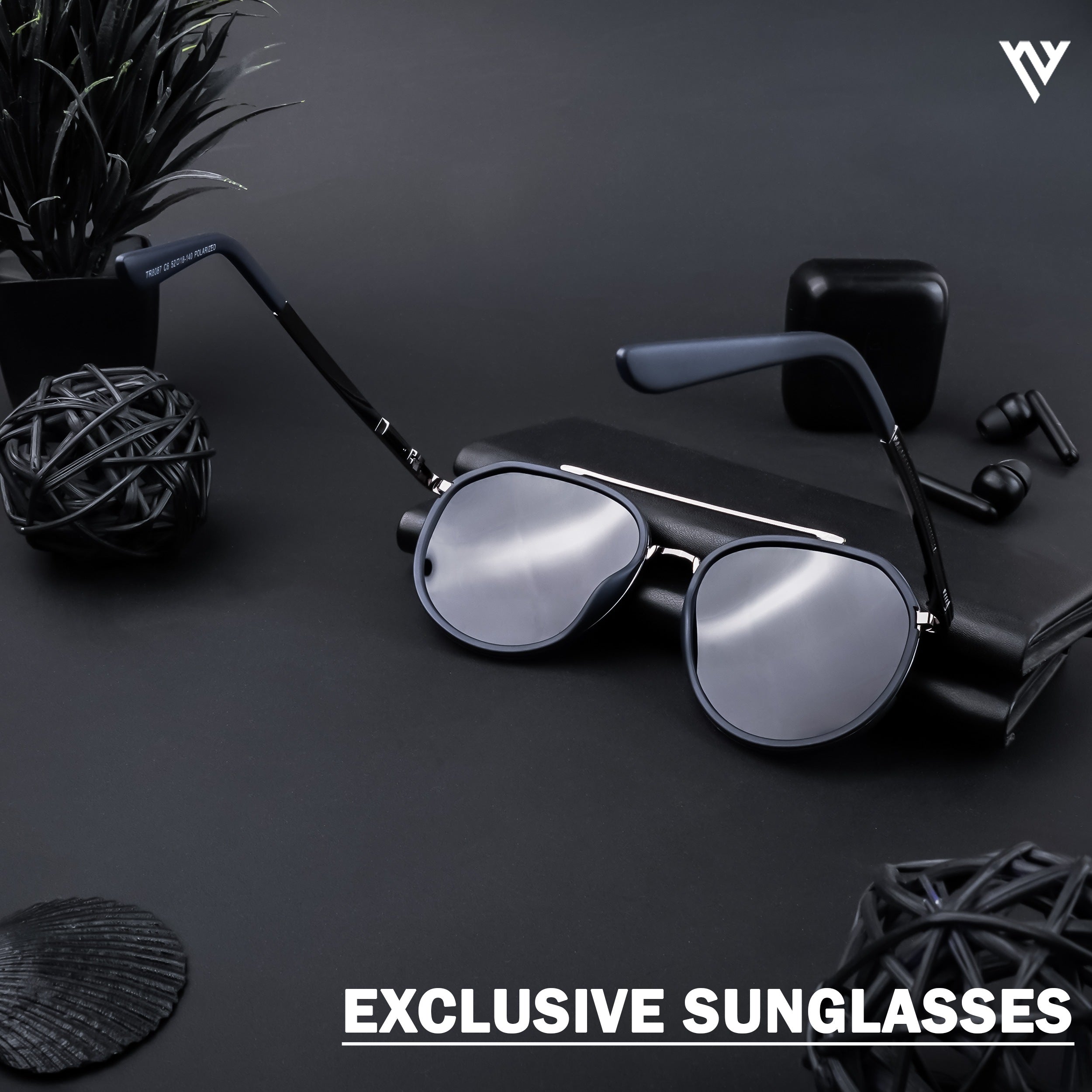 Voyage Exclusive Grey & Navy Blue Polarized Round Sunglasses for Men & Women (TR8087PMG4312)