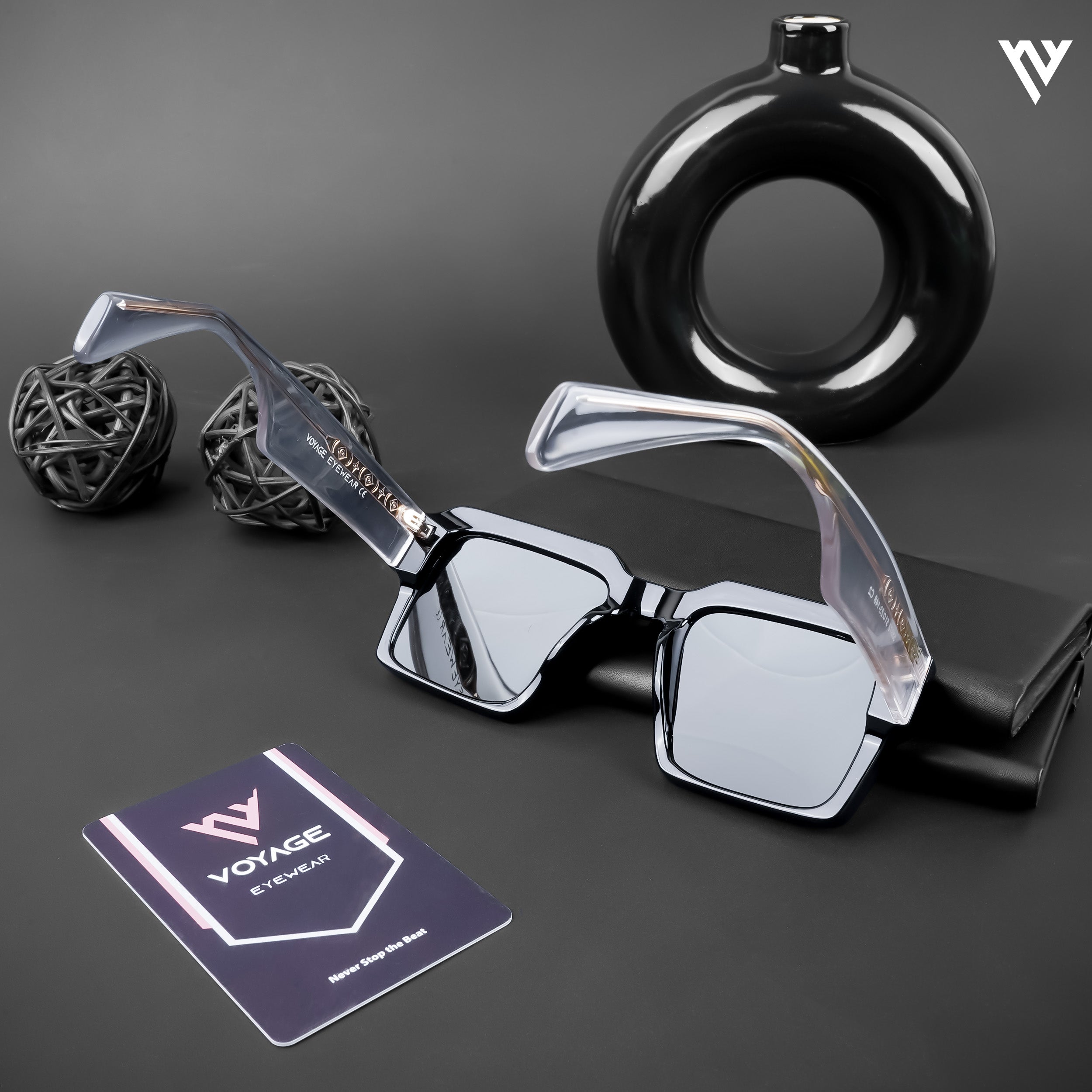 Voyage Exclusive Shine Black Polarized Wayfarer Sunglasses for Men & Women - PMG4750