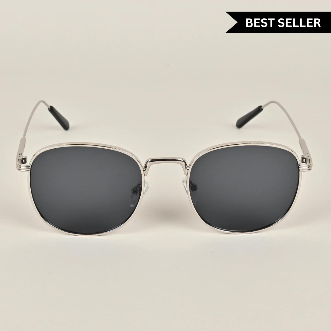 Voyage Round Black Silver Sunglasses MG2977