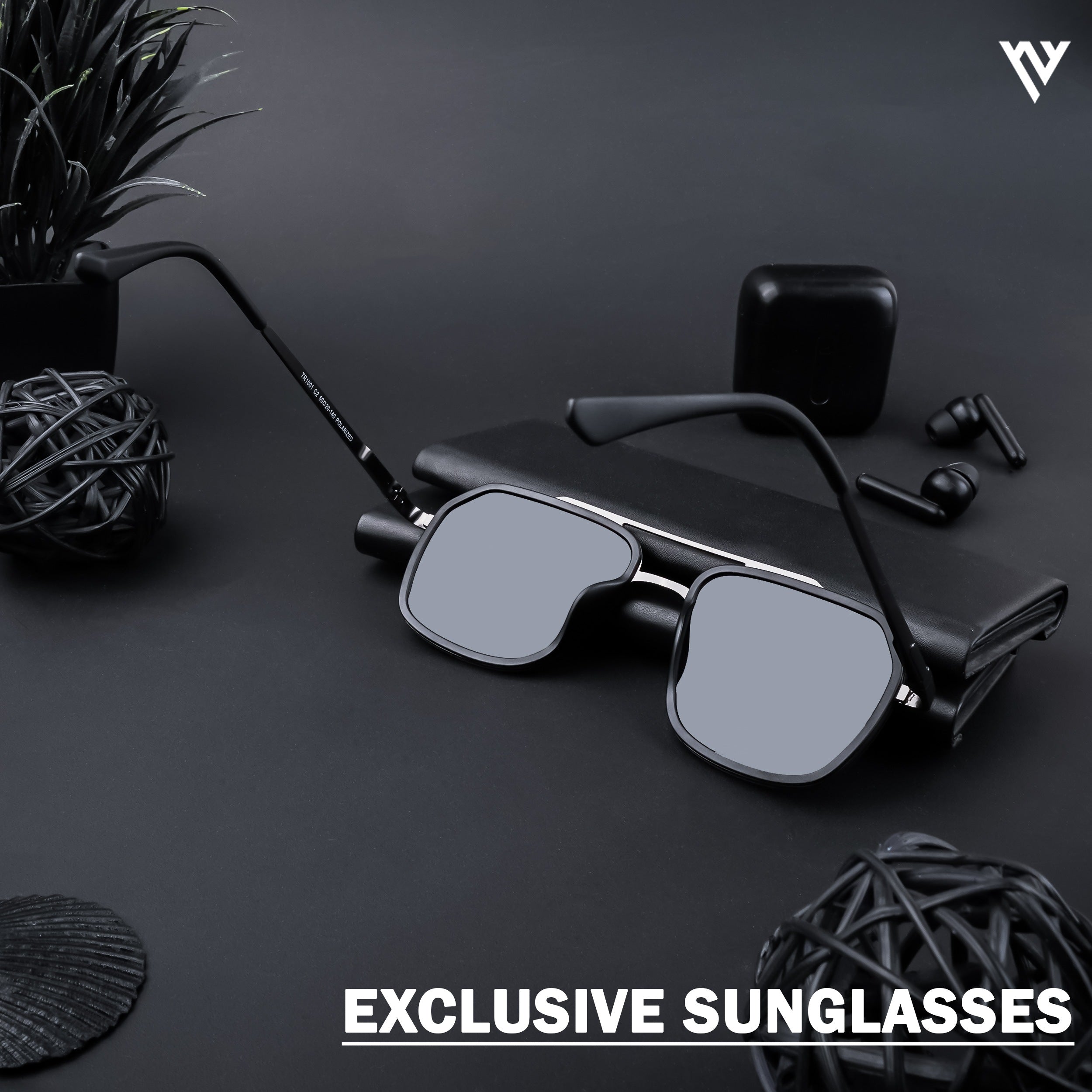 Voyage Exclusive Grey Matt Black Polarized Wayfarer Sunglasses for Men & Women (TR1001PMG4316)