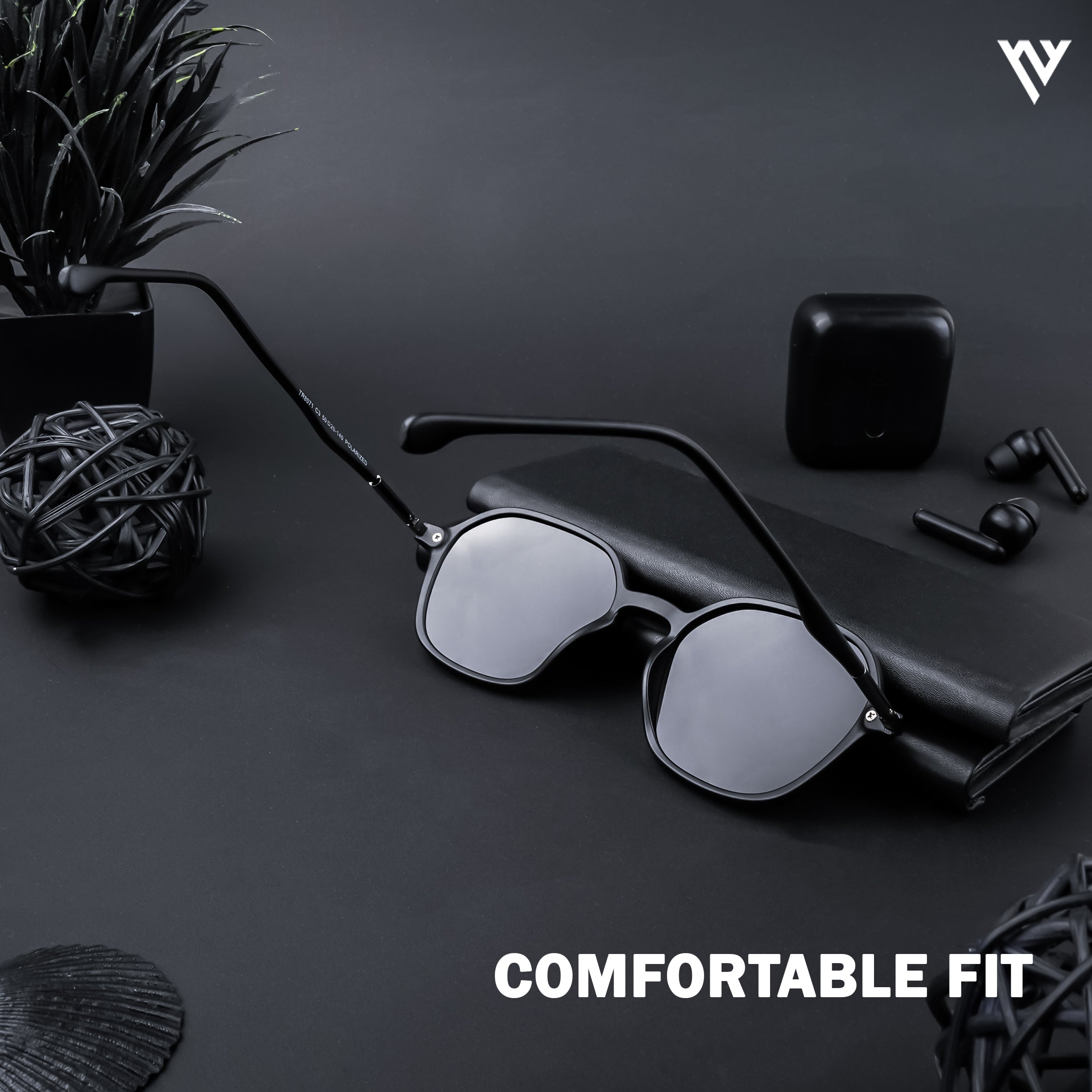 Voyage Exclusive Matt Black Polarized Round Sunglasses for Men & Women (TR8071PMG4495)