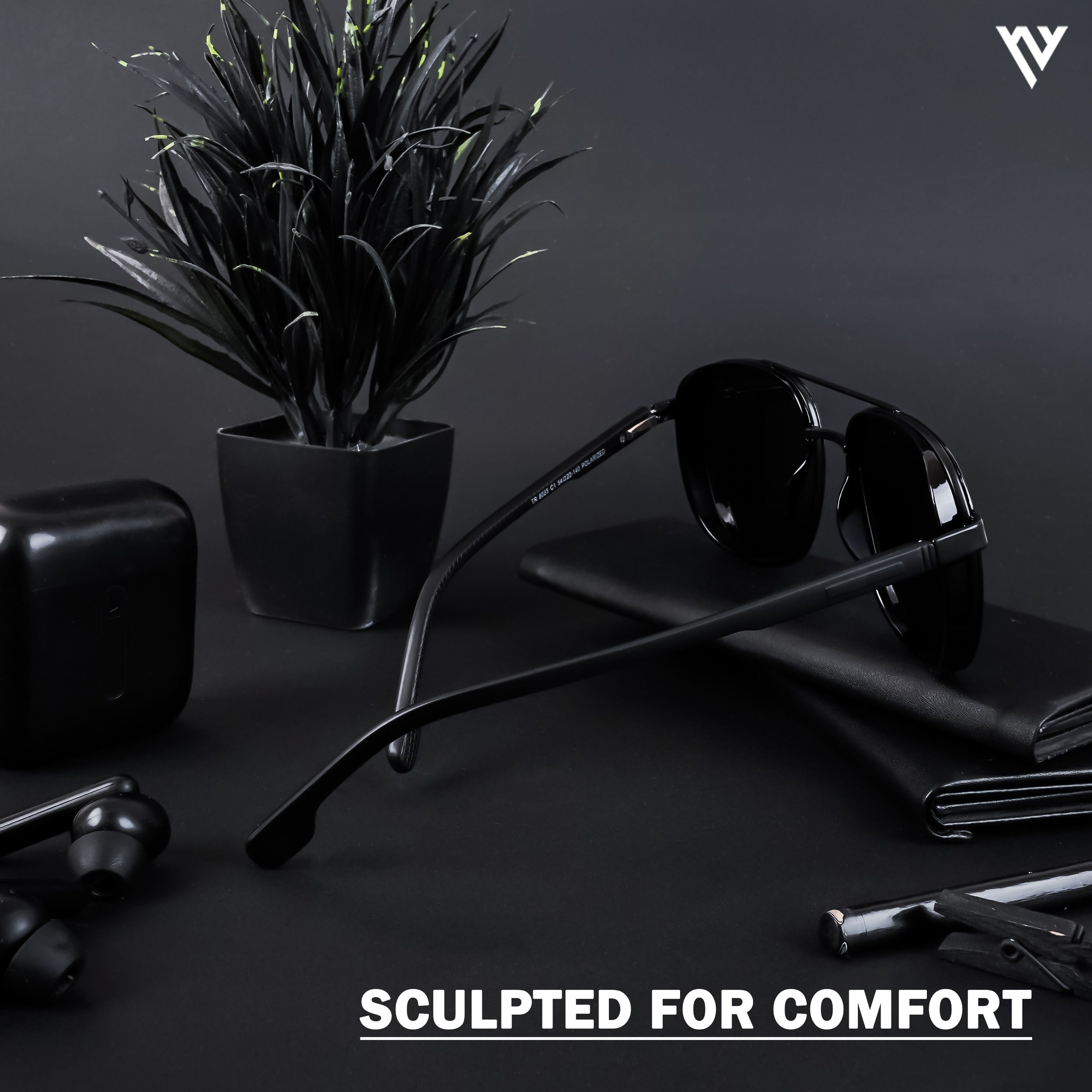Voyage Exclusive Shine Black Polarized Wayfarer Sunglasses for Men & Women (TR8023PMG4438)