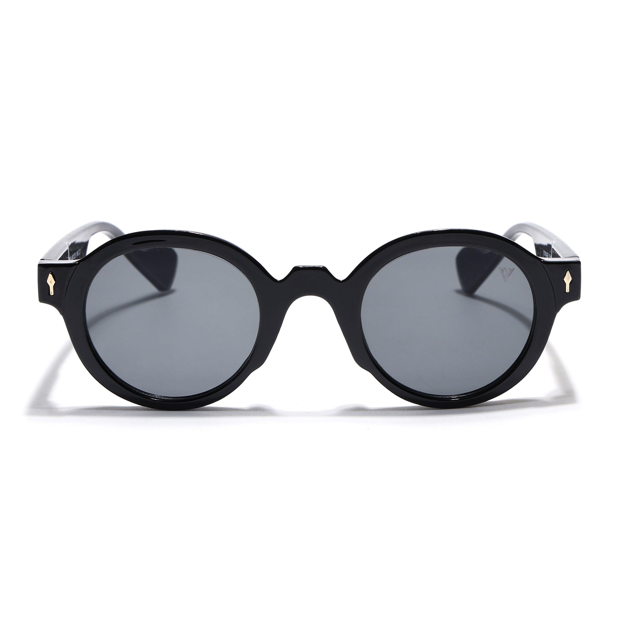 Round Sunglasses for Men & Women (Black Lens | Black Frame - MG7667)