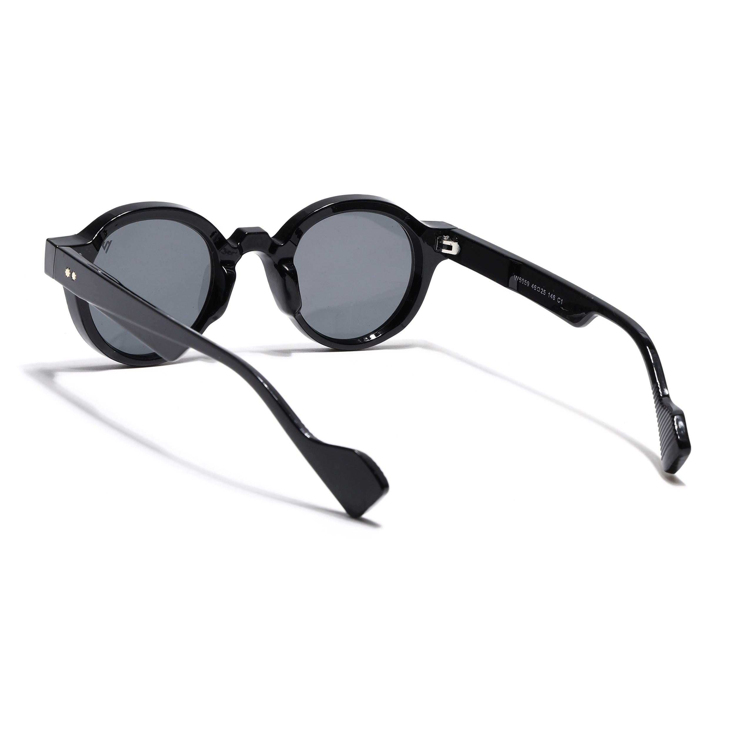 Round Sunglasses for Men & Women (Black Lens | Black Frame - MG7667)