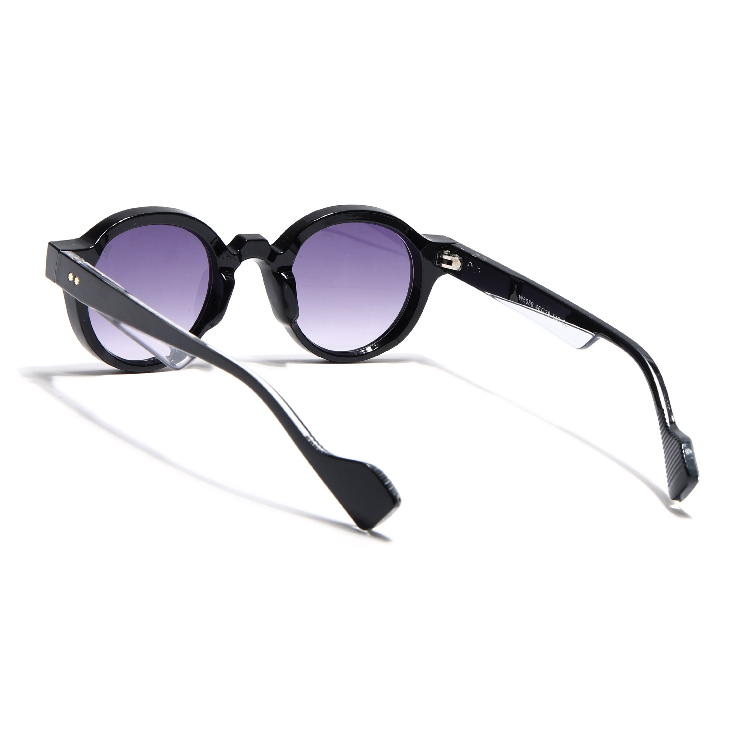 Round Sunglasses for Men & Women (Grey & Clear Lens | Black Frame - MG7669)