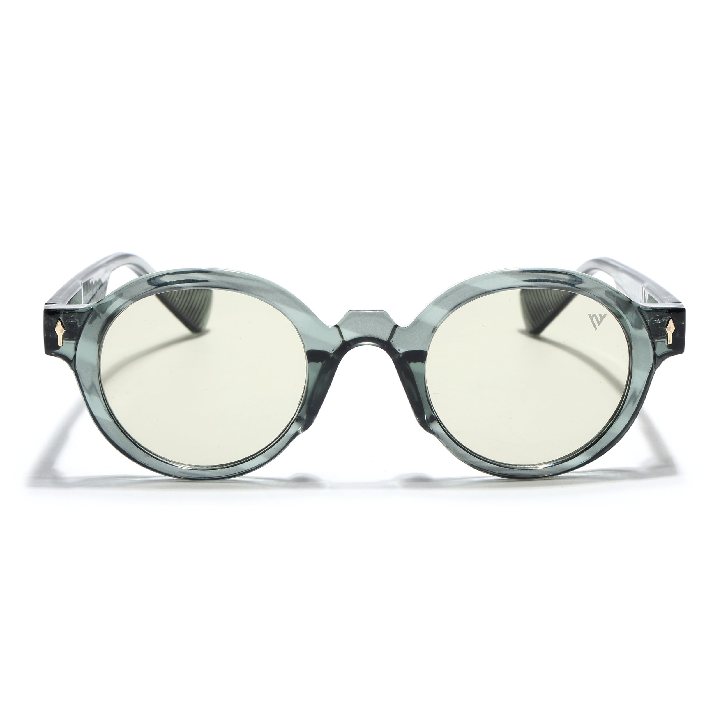 Round Sunglasses for Men & Women (Light Green Lens | Transparent Green Frame - MG7670)