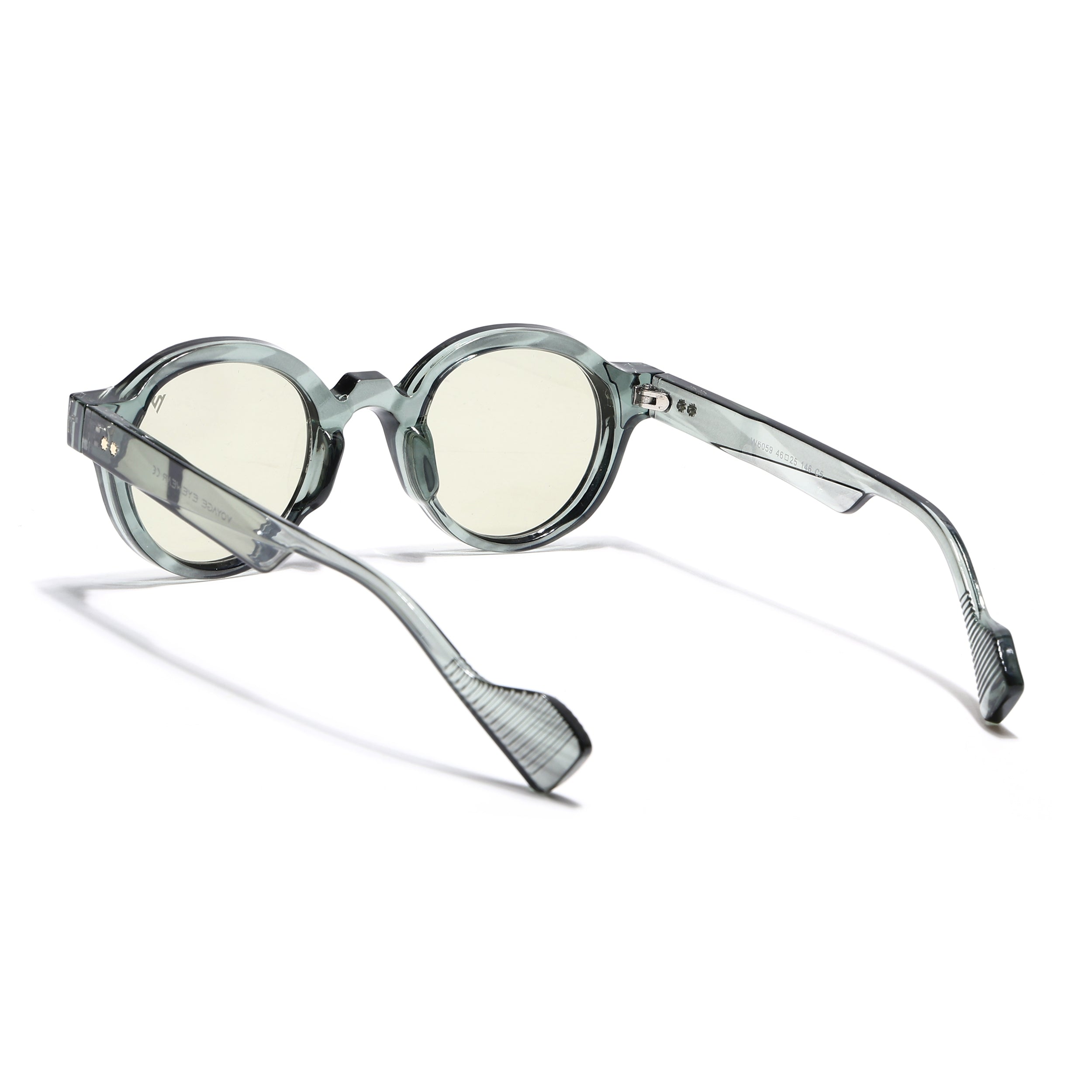 Round Sunglasses for Men & Women (Light Green Lens | Transparent Green Frame - MG7670)