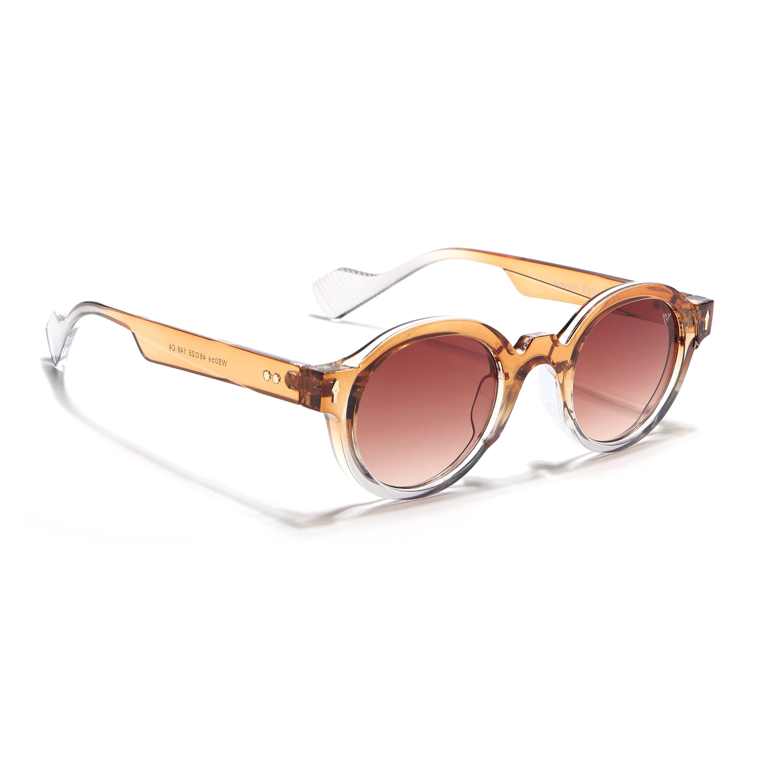 Round Sunglasses for Men & Women (Orange & Clear Lens | Transparent Orange Frame - MG7671)