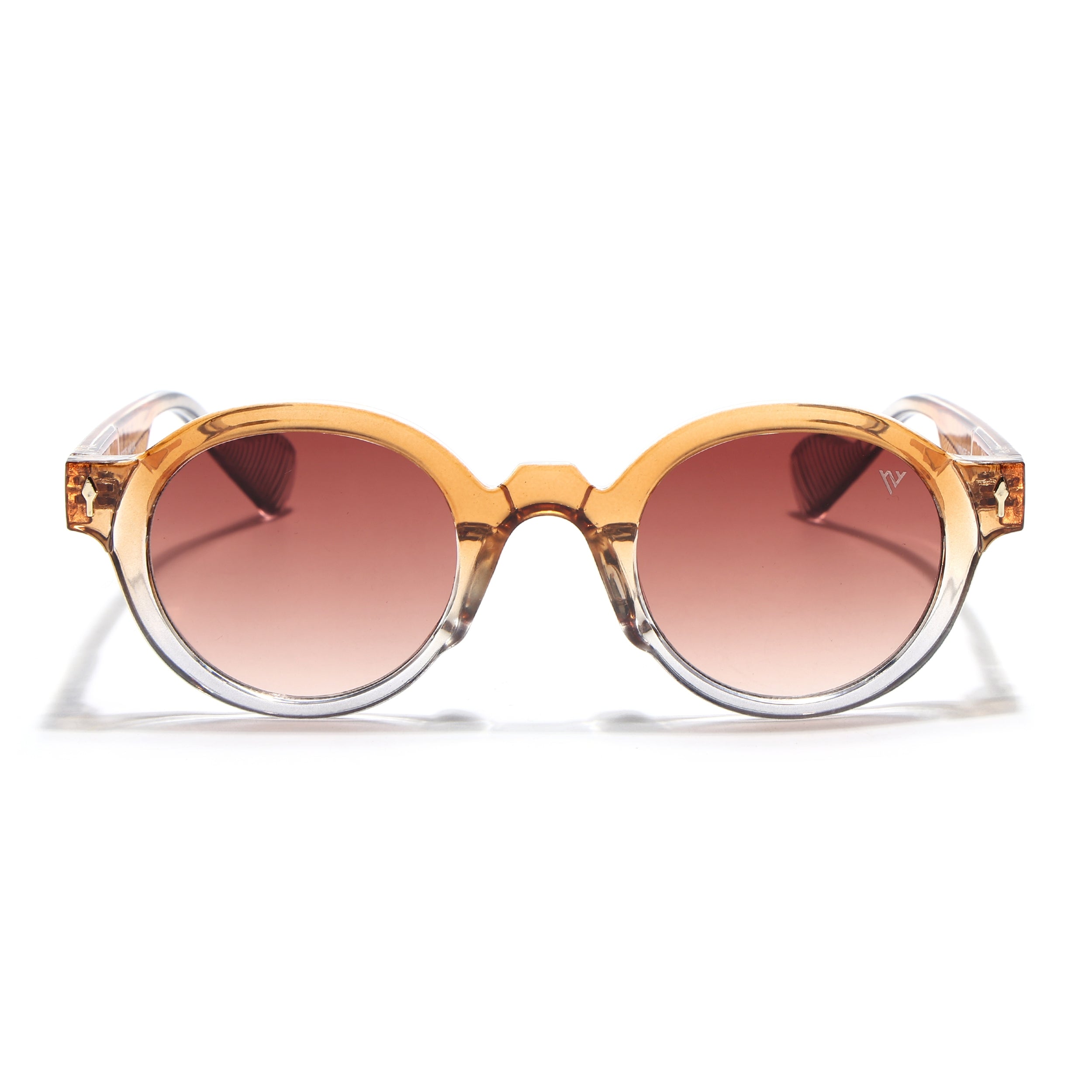 Round Sunglasses for Men & Women (Orange & Clear Lens | Transparent Orange Frame - MG7671)