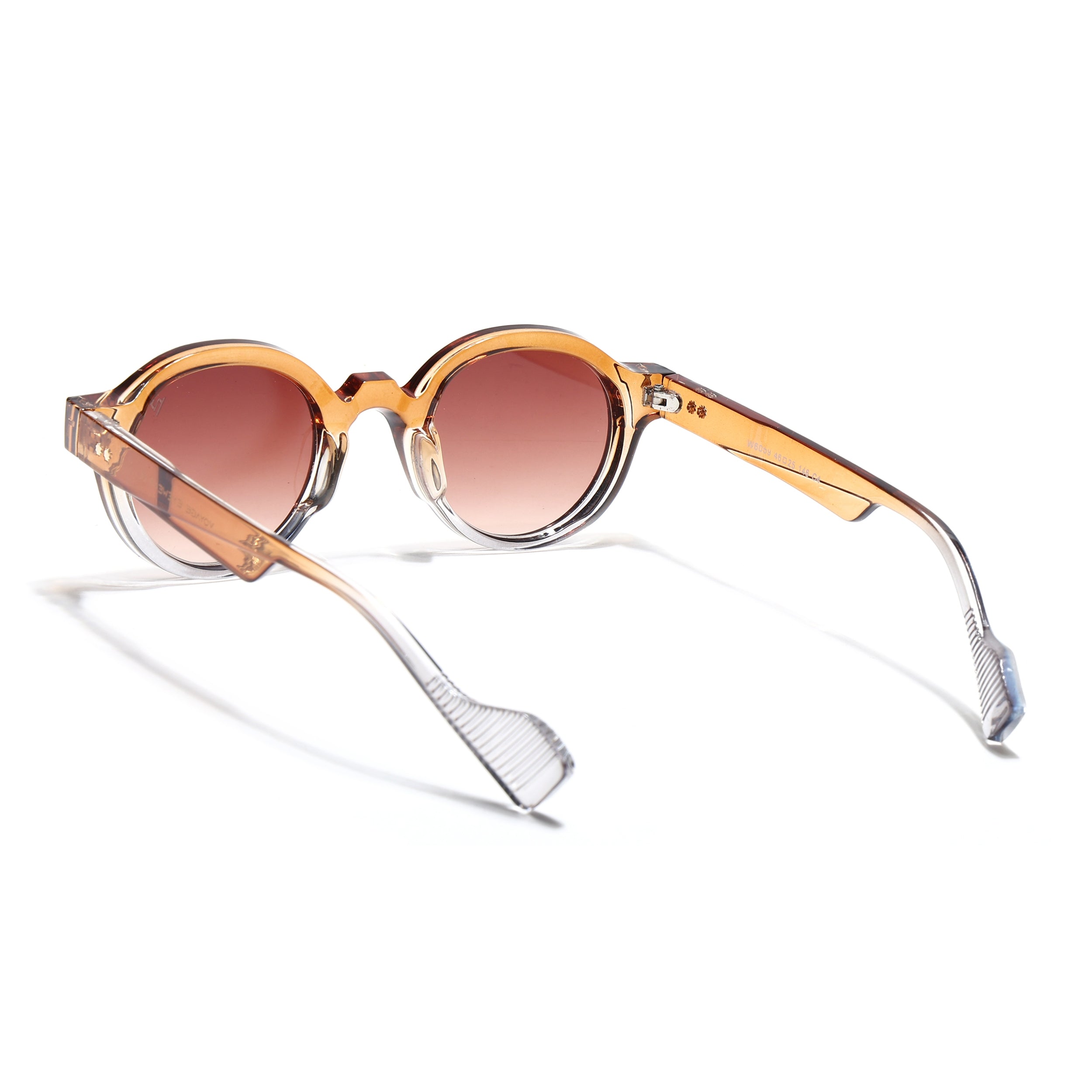 Round Sunglasses for Men & Women (Orange & Clear Lens | Transparent Orange Frame - MG7671)