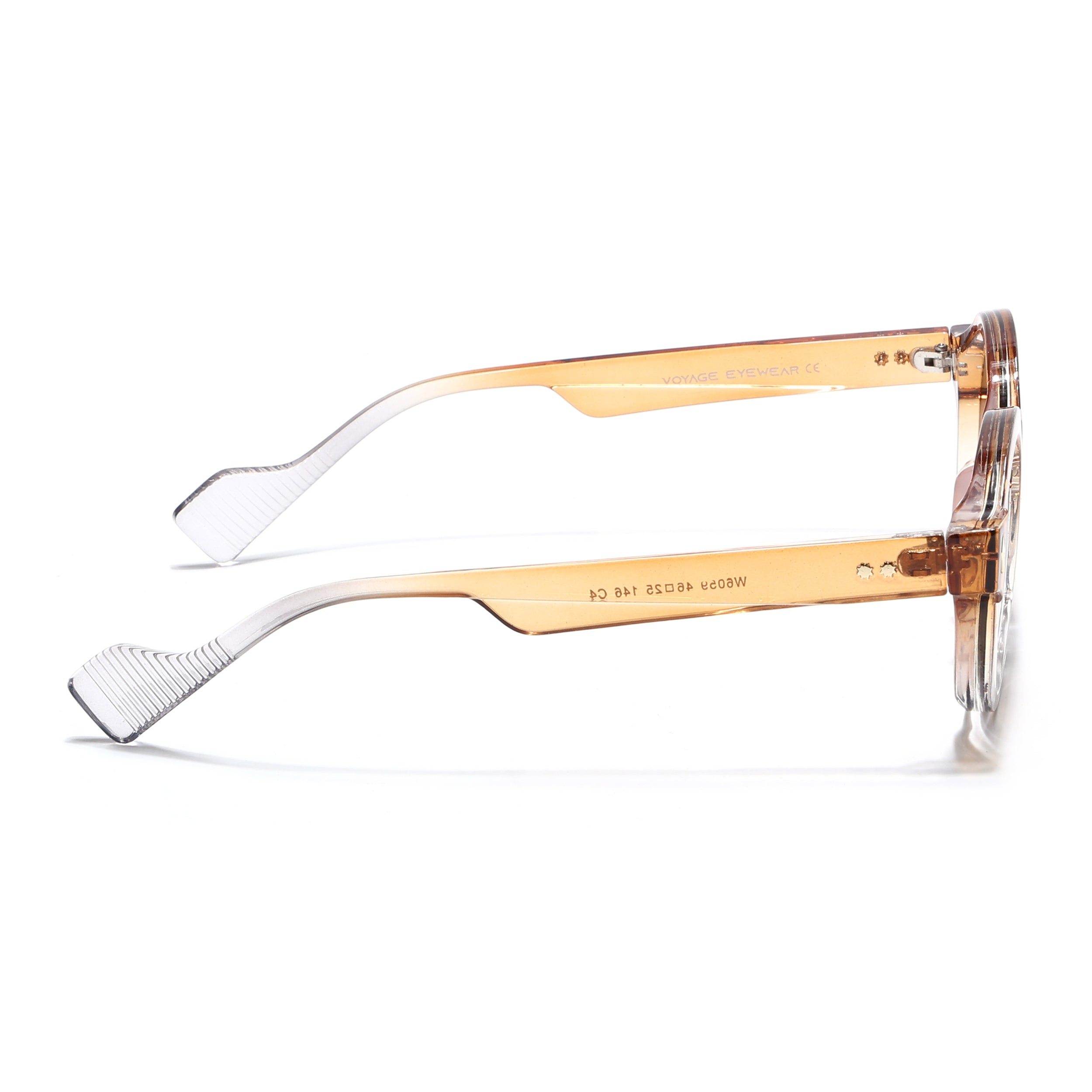 Round Sunglasses for Men & Women (Orange & Clear Lens | Transparent Orange Frame - MG7671)