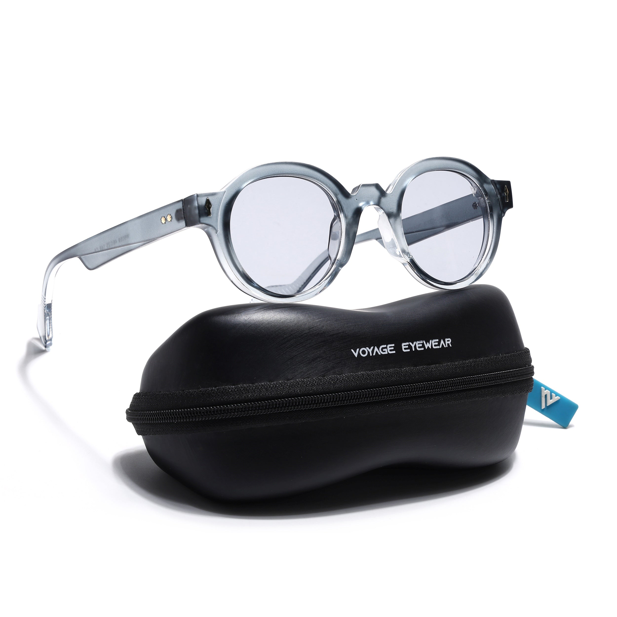 Round Sunglasses for Men & Women (Grey Lens | Transparent Grey Frame - MG7672)